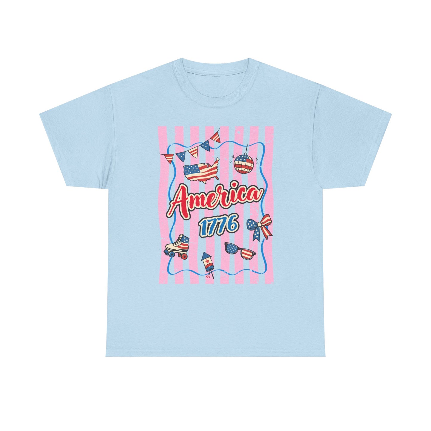 America 1776 Pink Stripe Patriotic Tee