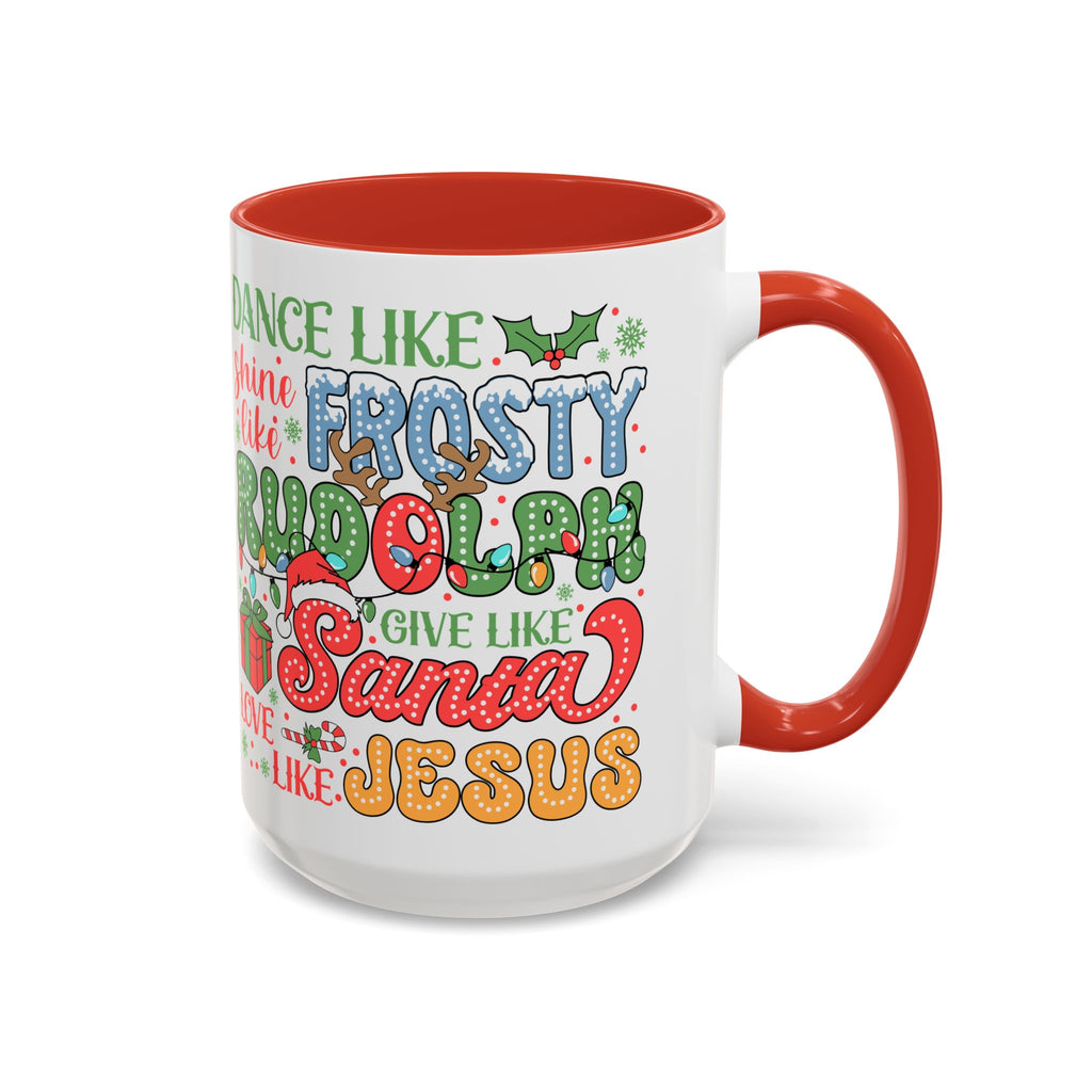 Festive Accent Coffee Mug - Holiday Cheer with Santa & Friends Design
