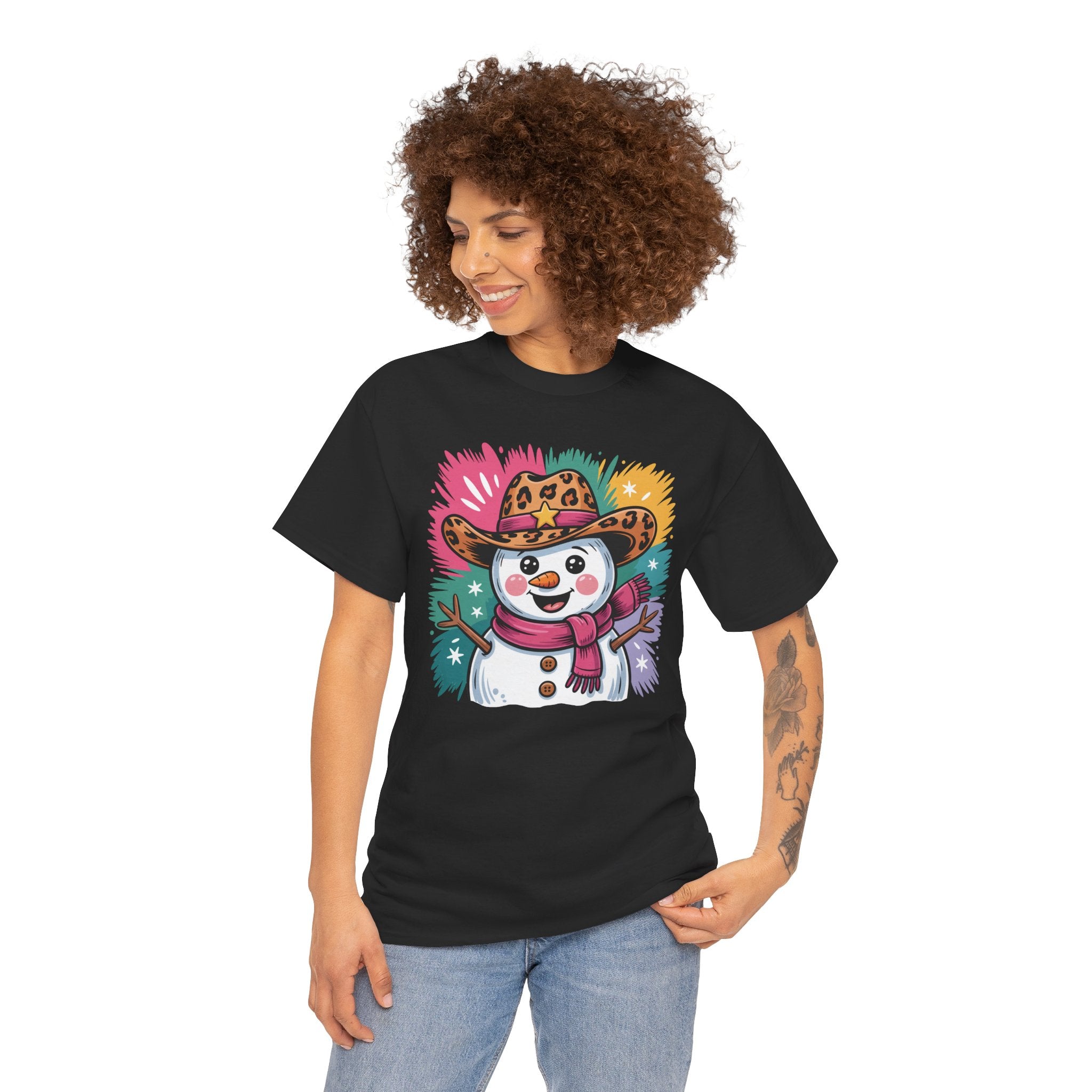 Cute Western Snowman Holiday Tee