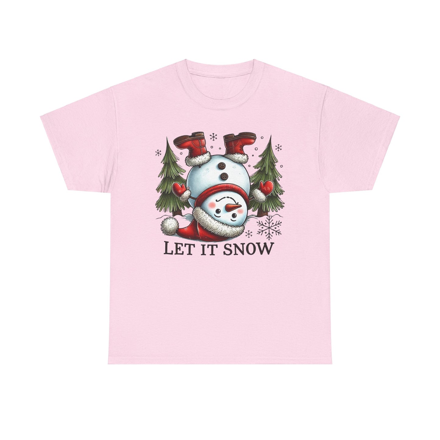 Let It Snow Heavy Cotton Tee - Festive Winter Apparel