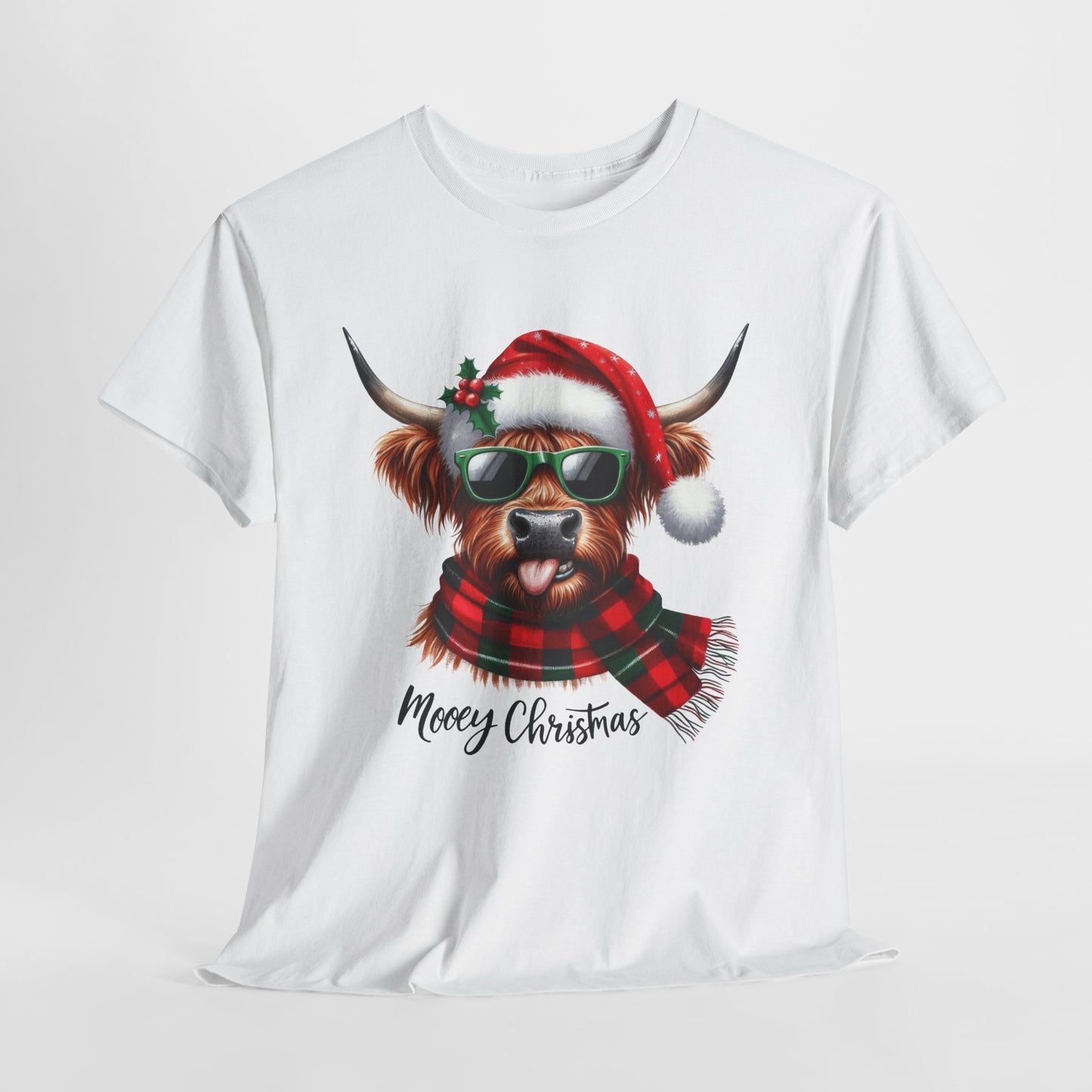 Merry Christmas Highland Cow Tee - Heavy Cotton Shirt