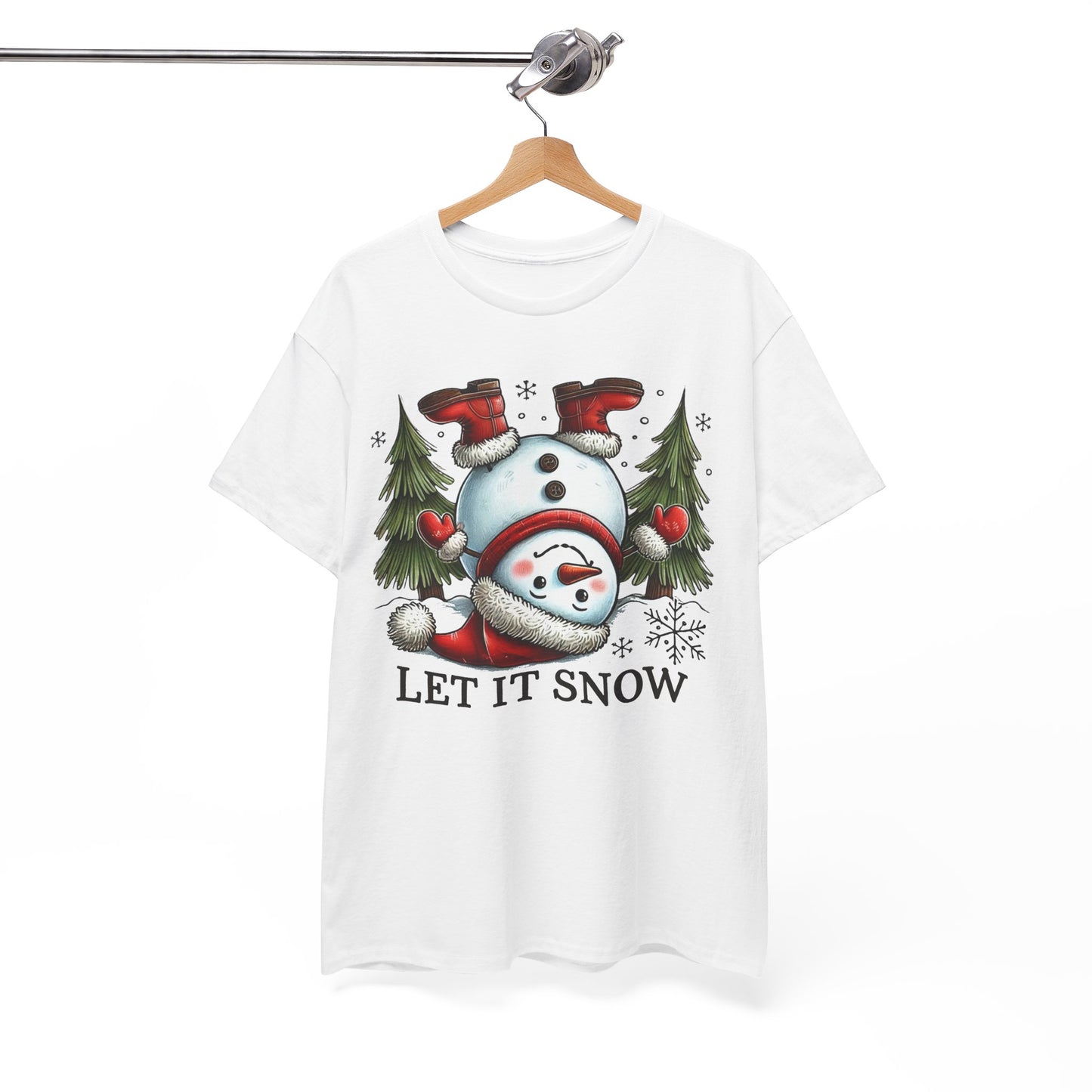 Let It Snow Heavy Cotton Tee - Festive Winter Apparel