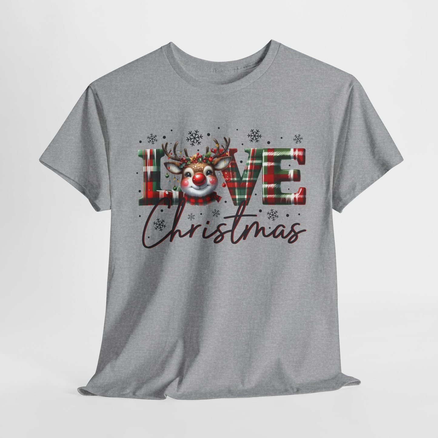Love Christmas Heavy Cotton Tee - Festive and Comfortable Holiday Apparel