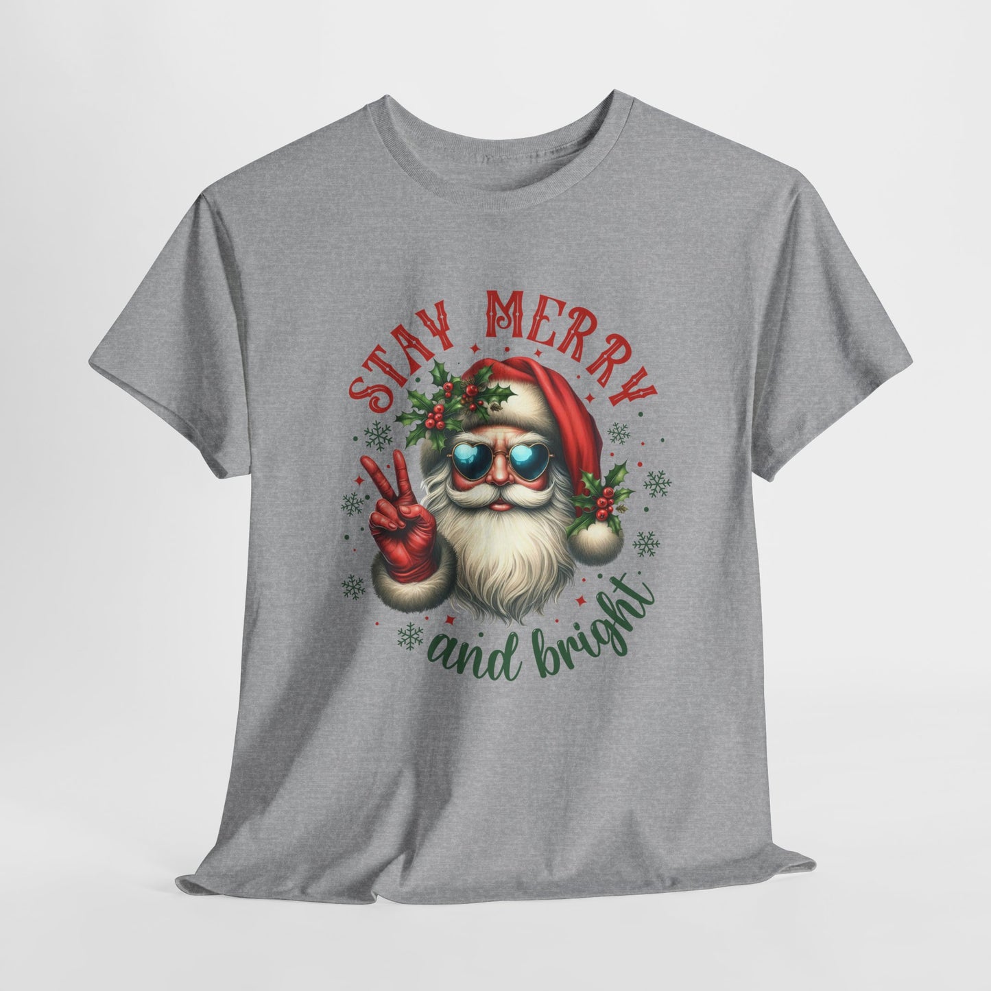 Stay Merry Holiday Heavy Cotton Tee | Fun Christmas Shirt