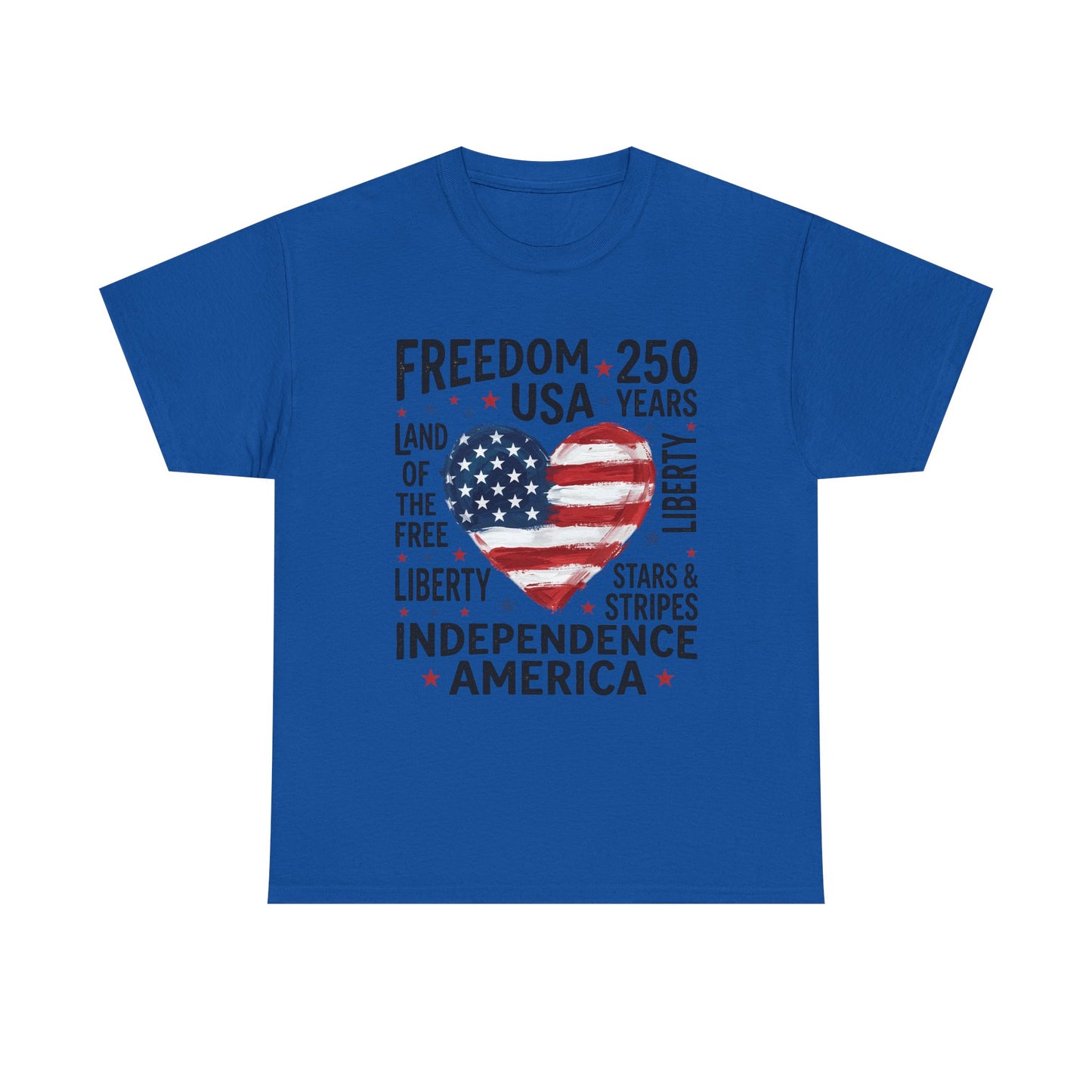 Independence America T-Shirt – Freedom 250 USA Heart Flag Design