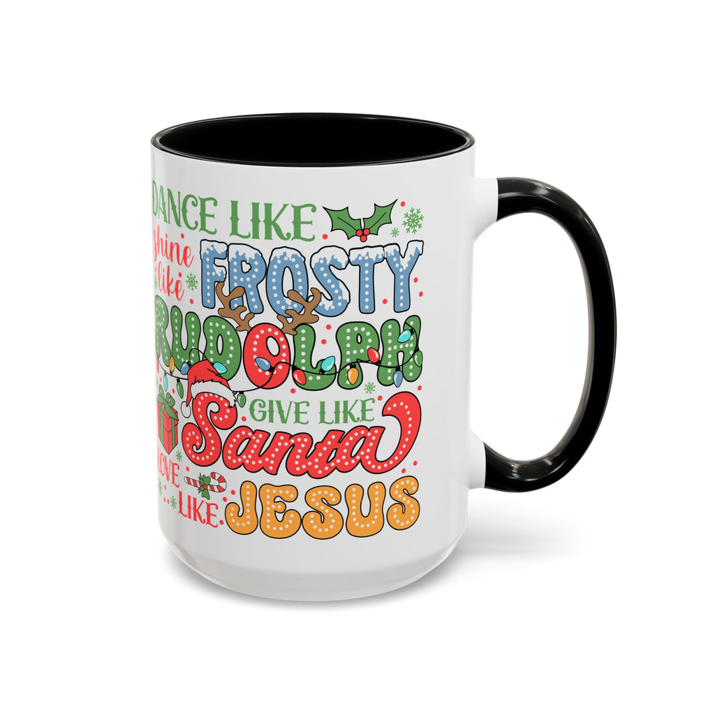 Festive Accent Coffee Mug - Holiday Cheer with Santa & Friends Design