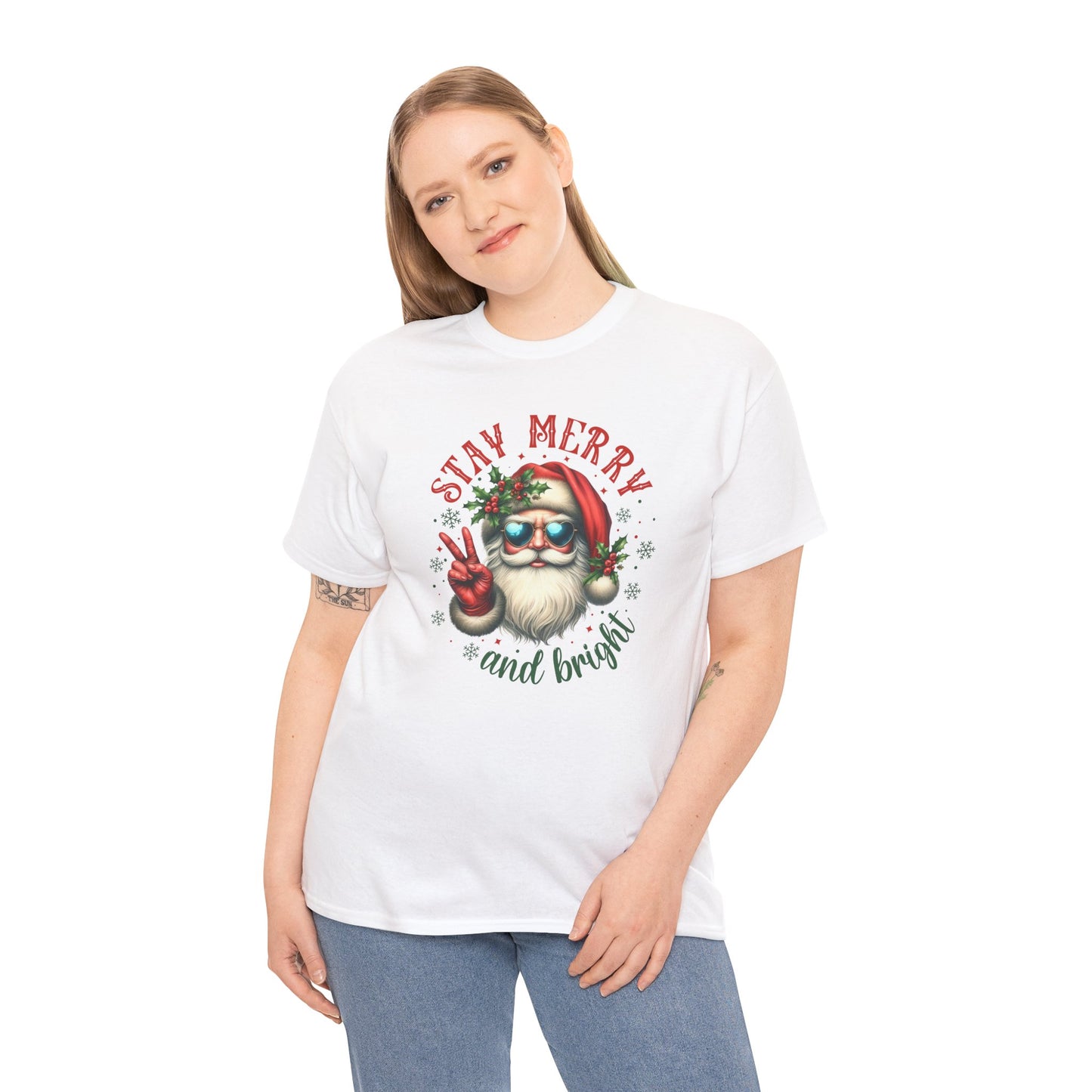 Stay Merry Holiday Heavy Cotton Tee | Fun Christmas Shirt