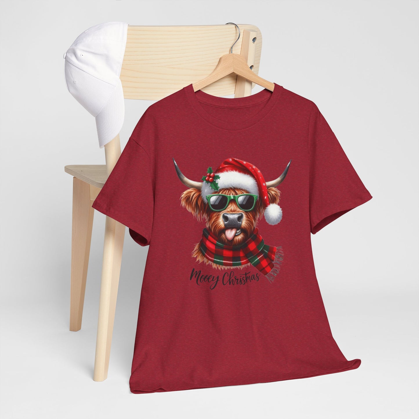 Merry Christmas Highland Cow Tee - Heavy Cotton Shirt