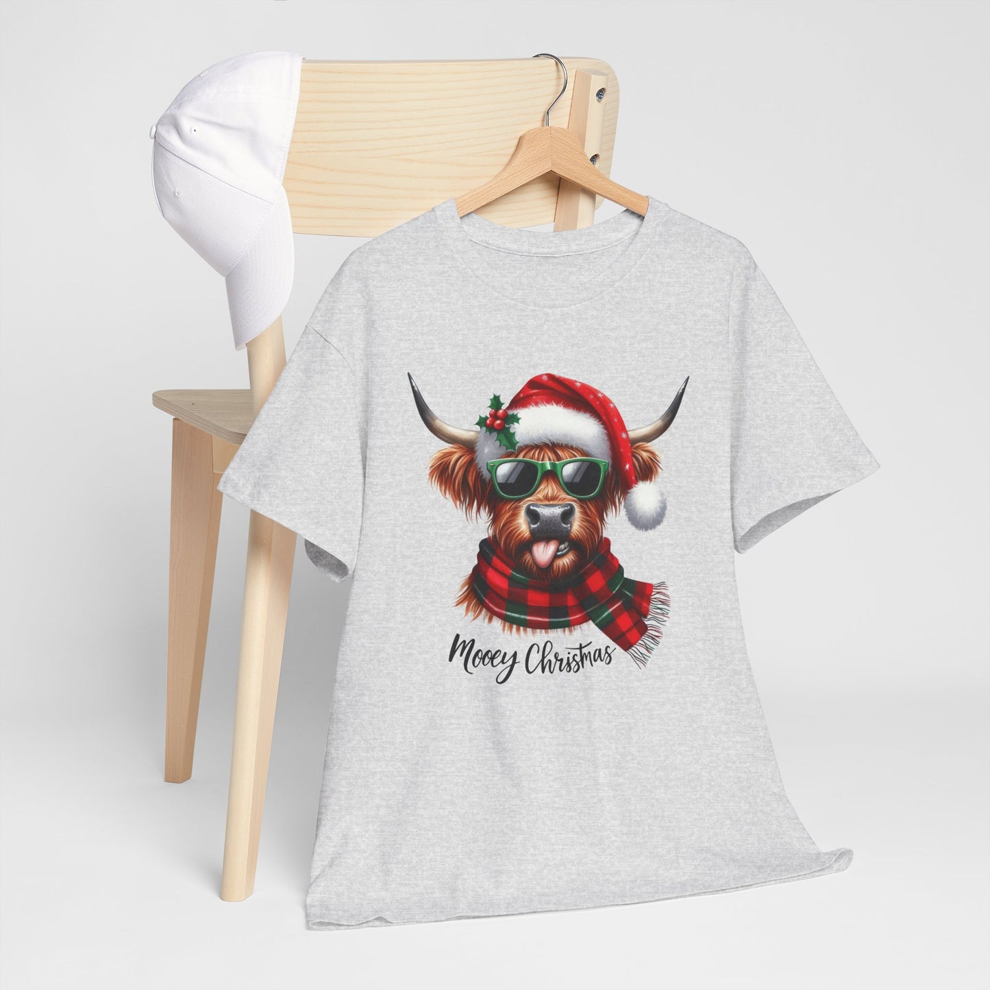 Merry Christmas Highland Cow Tee - Heavy Cotton Shirt