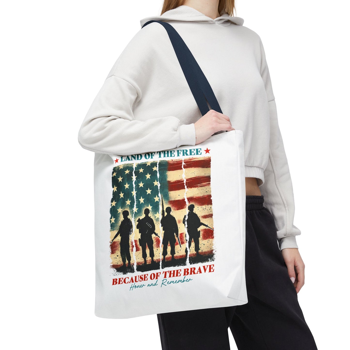 Patriotic Tote Bag - Land of the Free, Because of the Brave