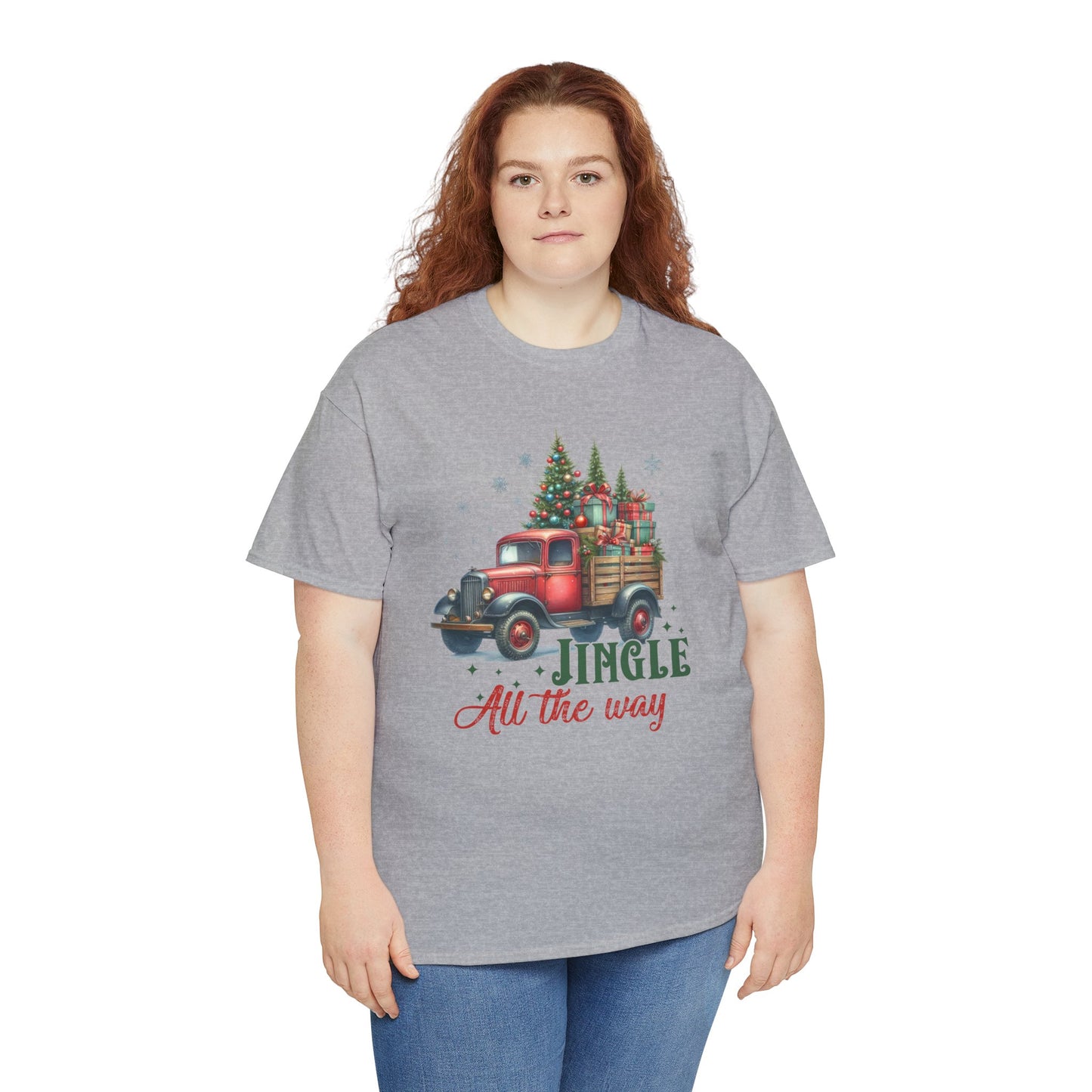 Jingle All the Way Holiday Tee - Heavy Cotton Shirt for Christmas Celebrations