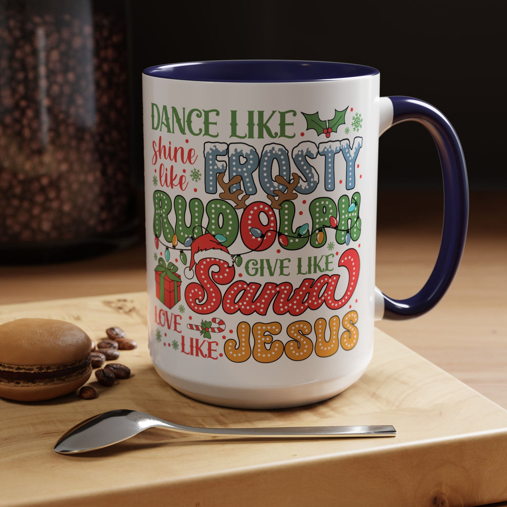 Festive Accent Coffee Mug - Holiday Cheer with Santa & Friends Design