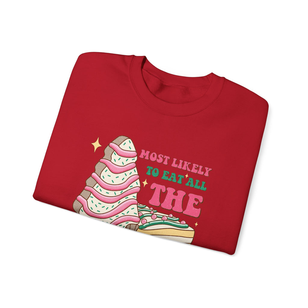 Heavy Blend™ Crewneck Sweatshirt - Most Likely to Eat All the Christmas Tree Cake