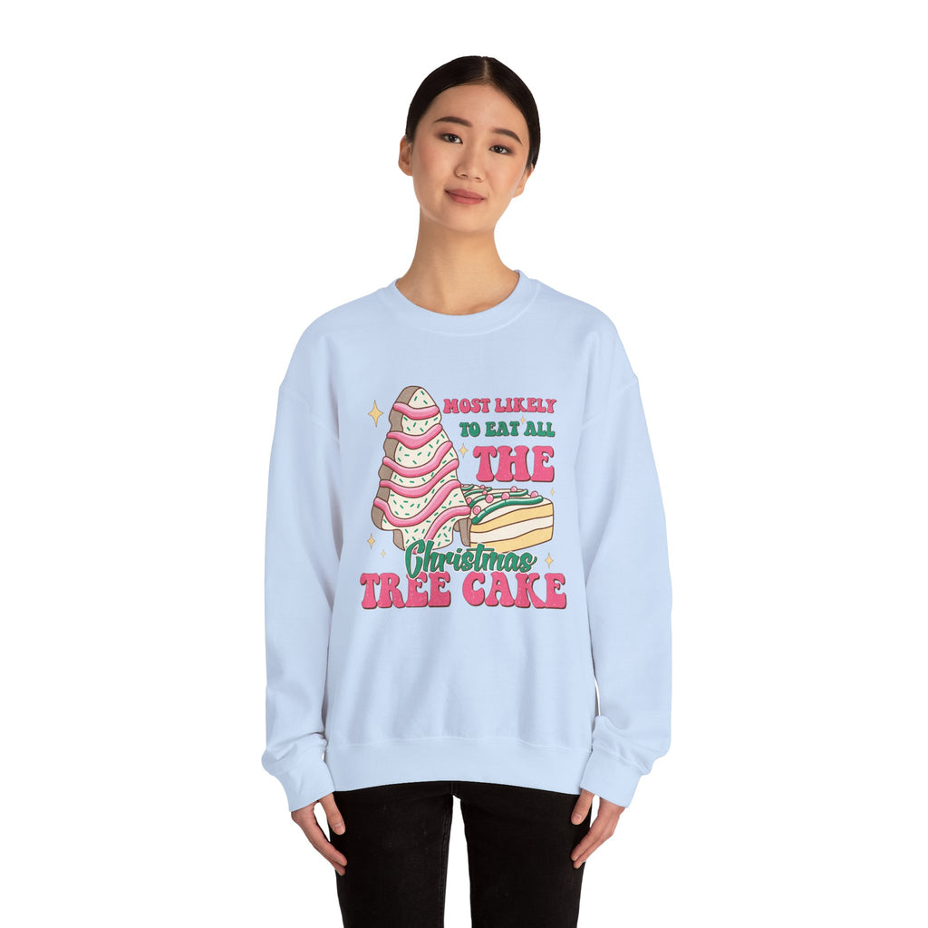 Heavy Blend™ Crewneck Sweatshirt - Most Likely to Eat All the Christmas Tree Cake