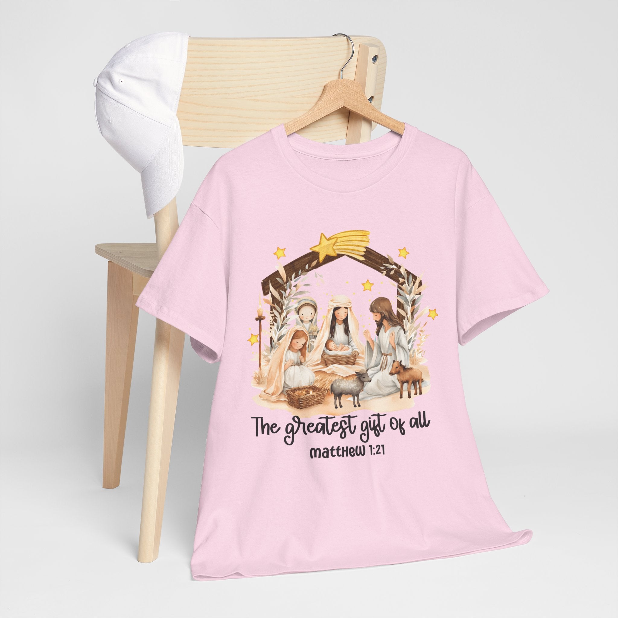 The Greatest Gift of All Heavy Cotton Tee - Christmas Nativity Design