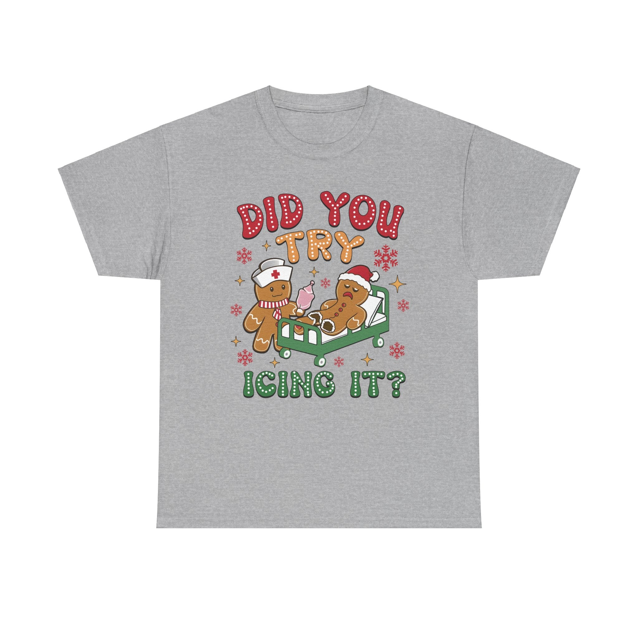 Playful Holiday Heavy Cotton Tee - 'Did You Try Icing It?'