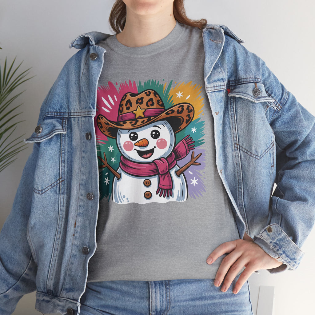 Cute Western Snowman Holiday Tee