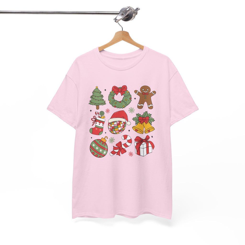 Festive Holiday Heavy Cotton Tee - Christmas Cheer Design