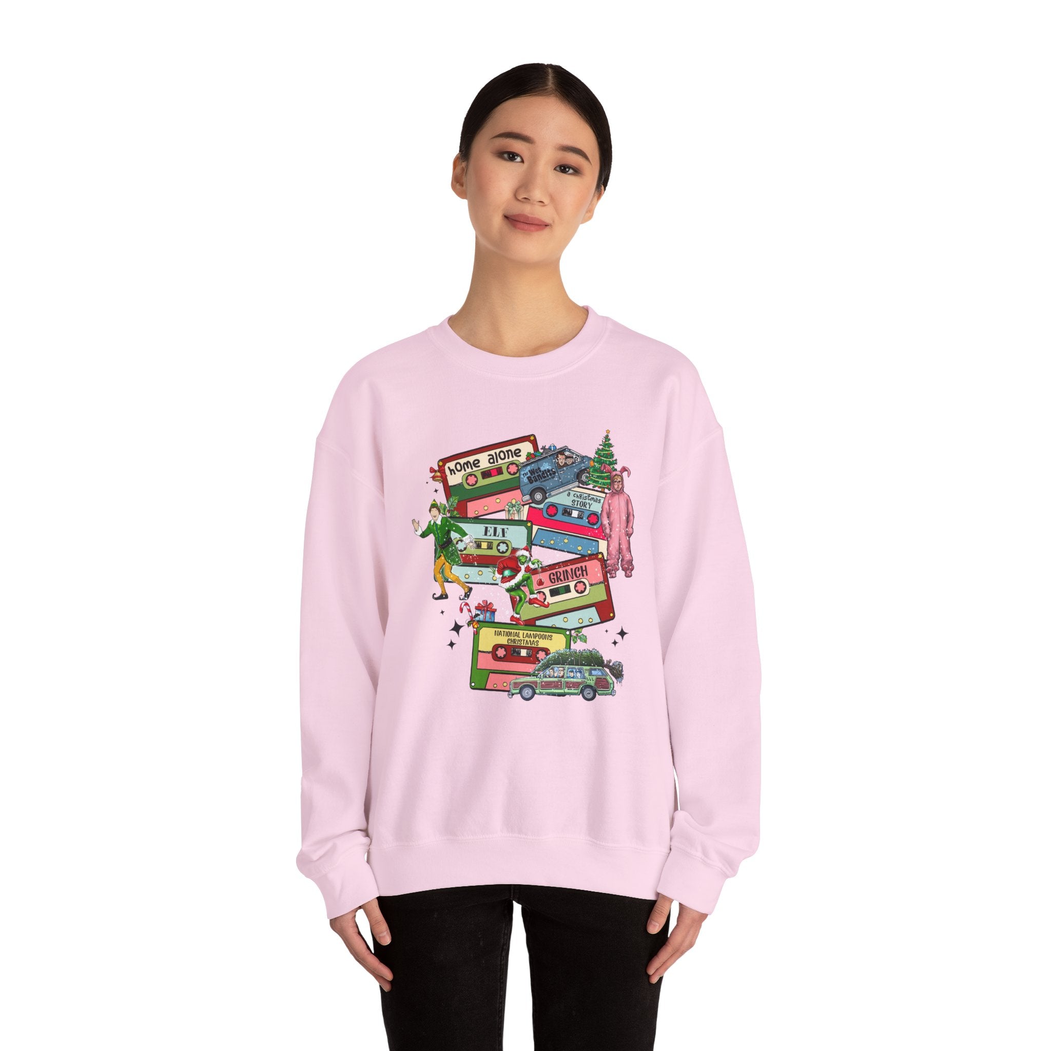 Retro Holiday Movie Crewneck Sweatshirt – Cozy & Festive Design