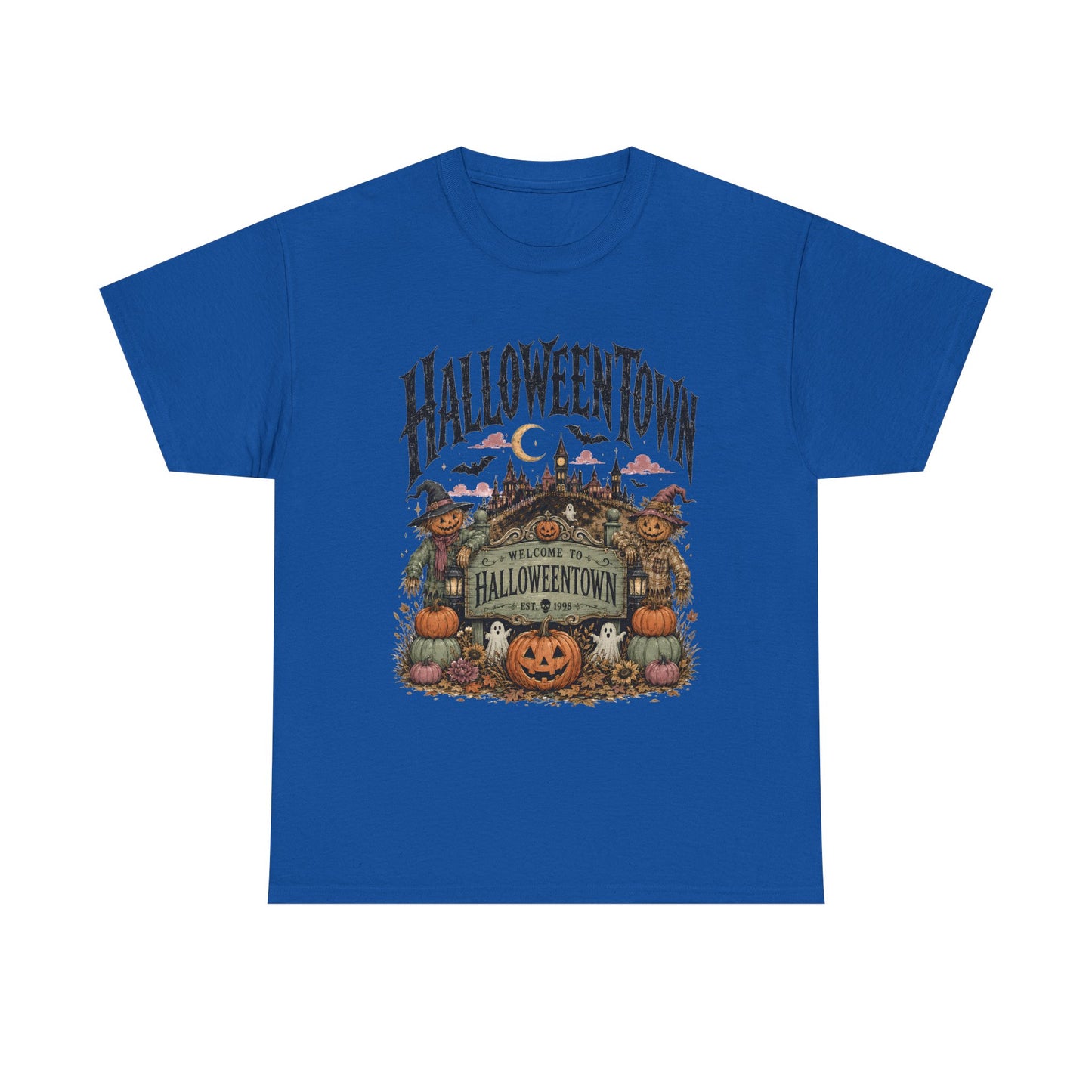 Vintage Halloween Pumpkin & Haunted Village T-Shirt