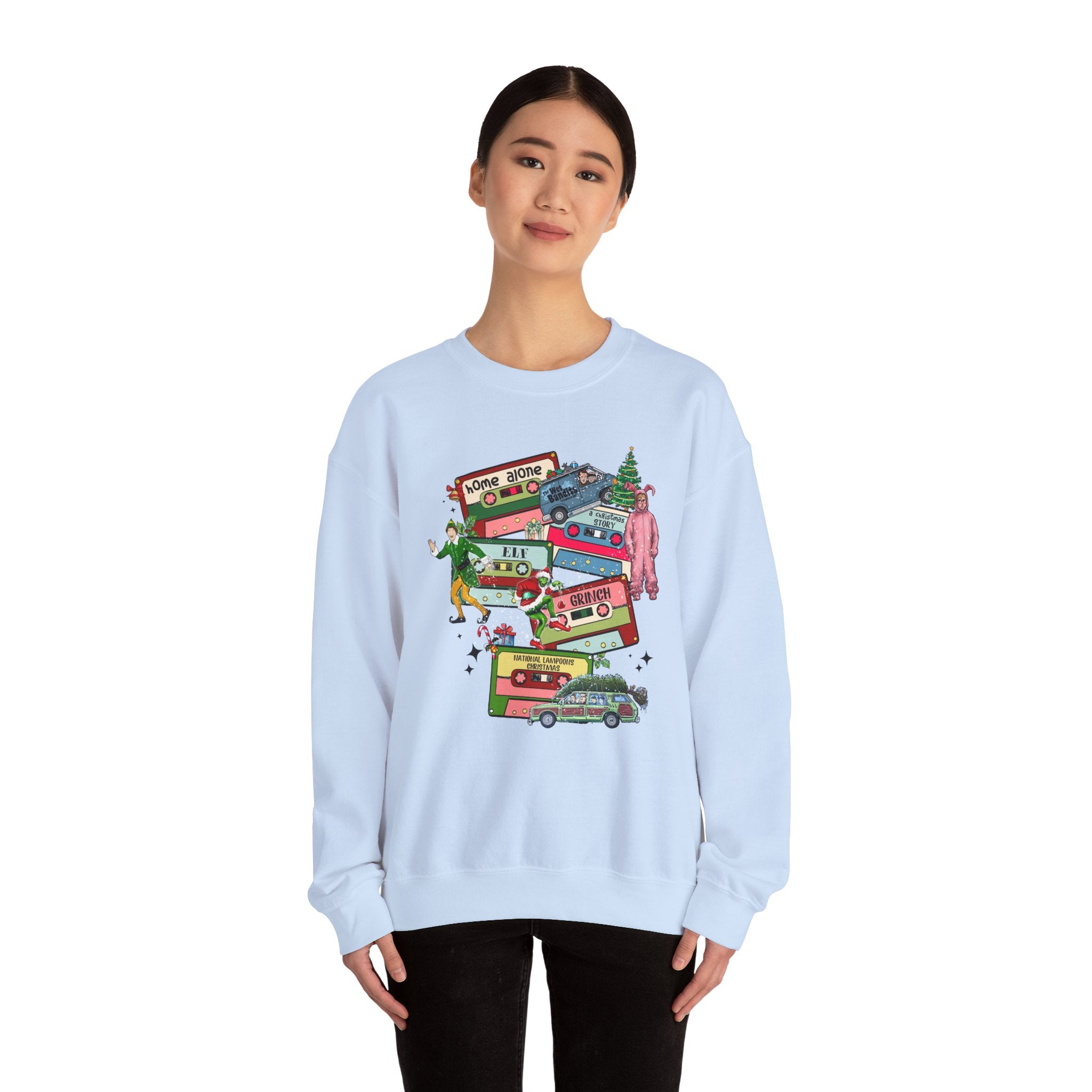 Retro Holiday Movie Crewneck Sweatshirt – Cozy & Festive Design