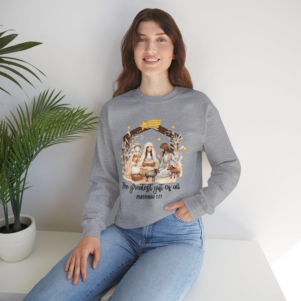 Christmas Nativity Crewneck Sweatshirt - "The Greatest Gift of All"