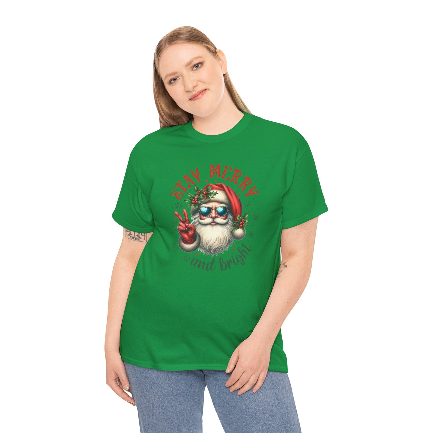 Stay Merry Holiday Heavy Cotton Tee | Fun Christmas Shirt