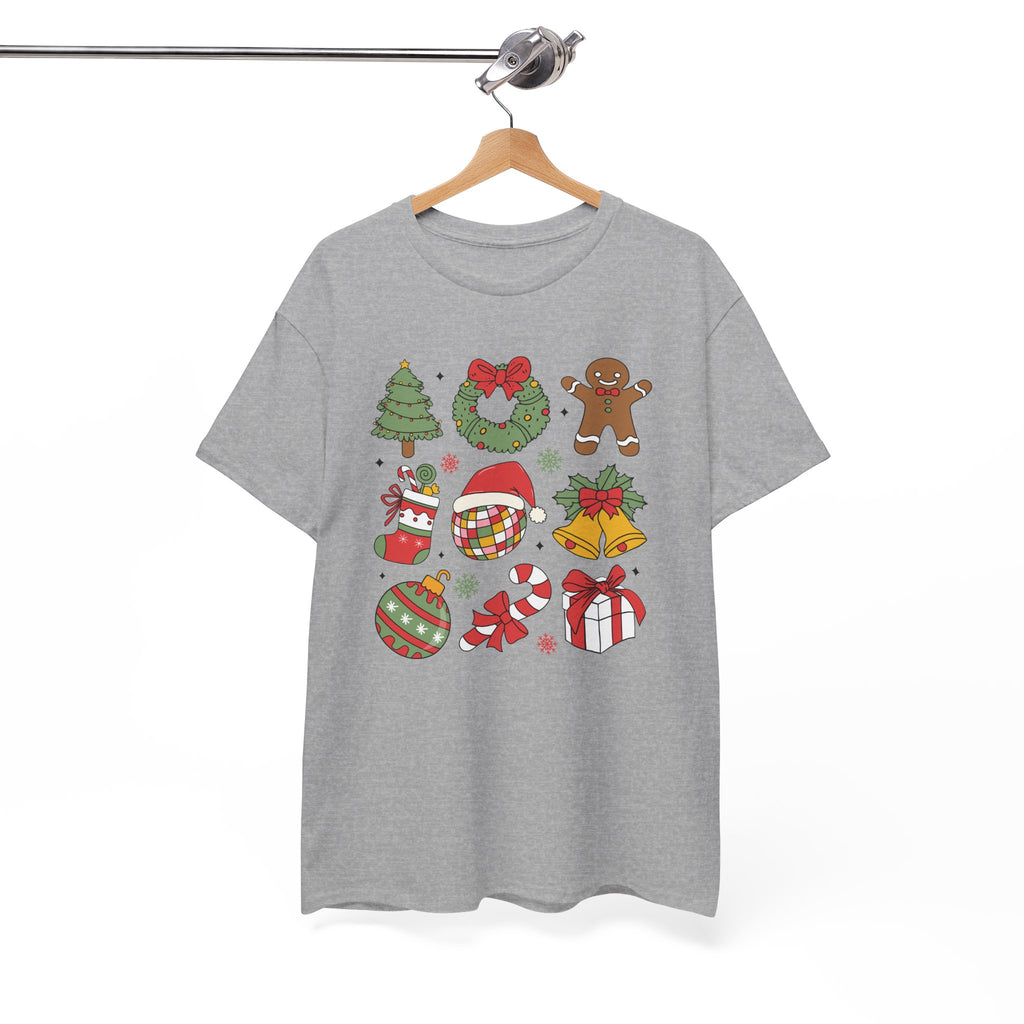 Festive Holiday Heavy Cotton Tee - Christmas Cheer Design
