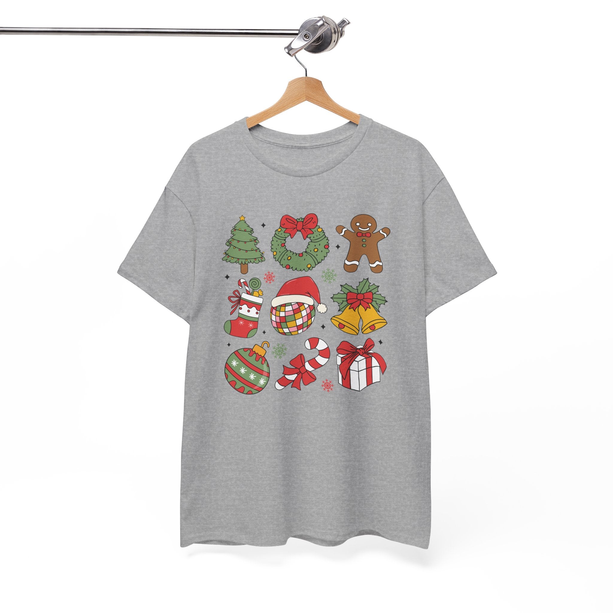 Festive Holiday Heavy Cotton Tee - Christmas Cheer Design