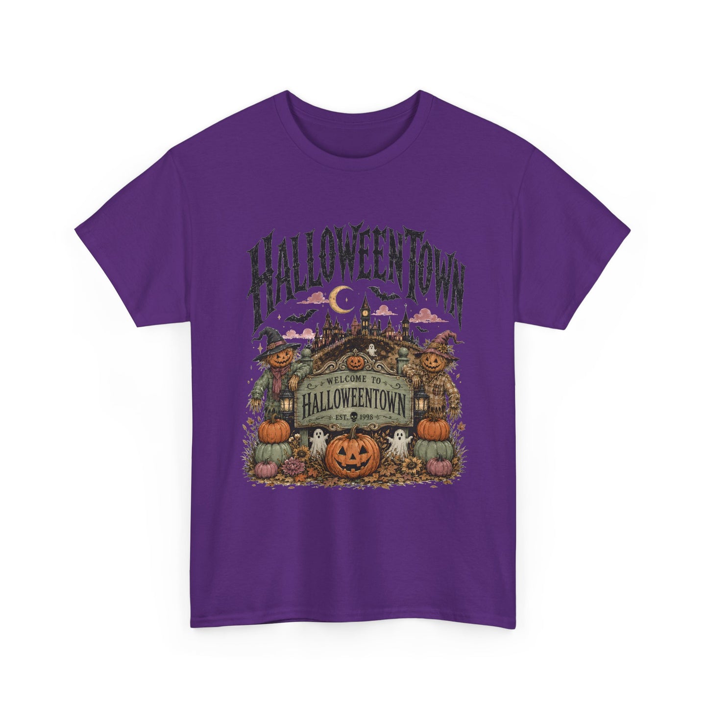 Vintage Halloween Pumpkin & Haunted Village T-Shirt