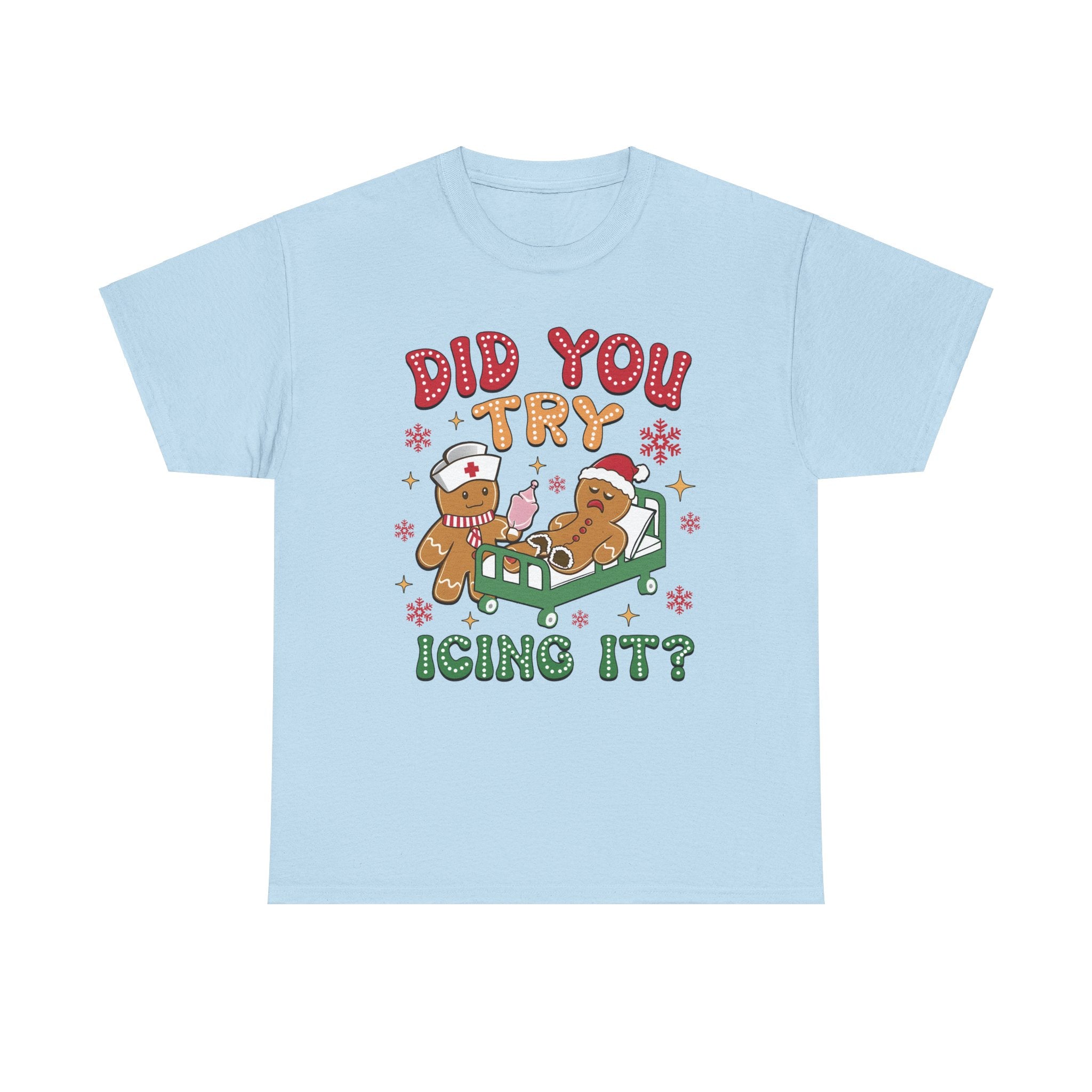 Playful Holiday Heavy Cotton Tee - 'Did You Try Icing It?'