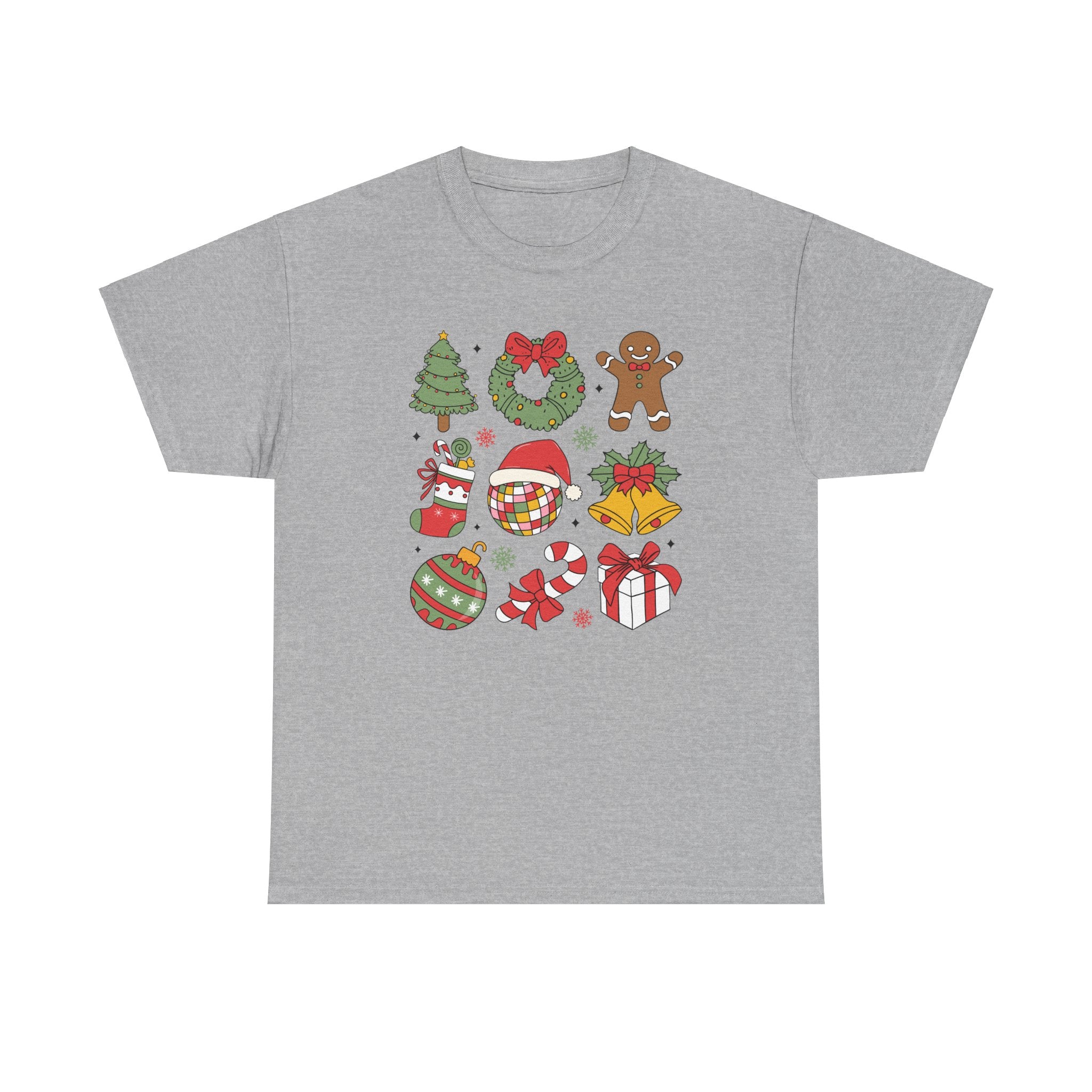 Festive Holiday Heavy Cotton Tee - Christmas Cheer Design