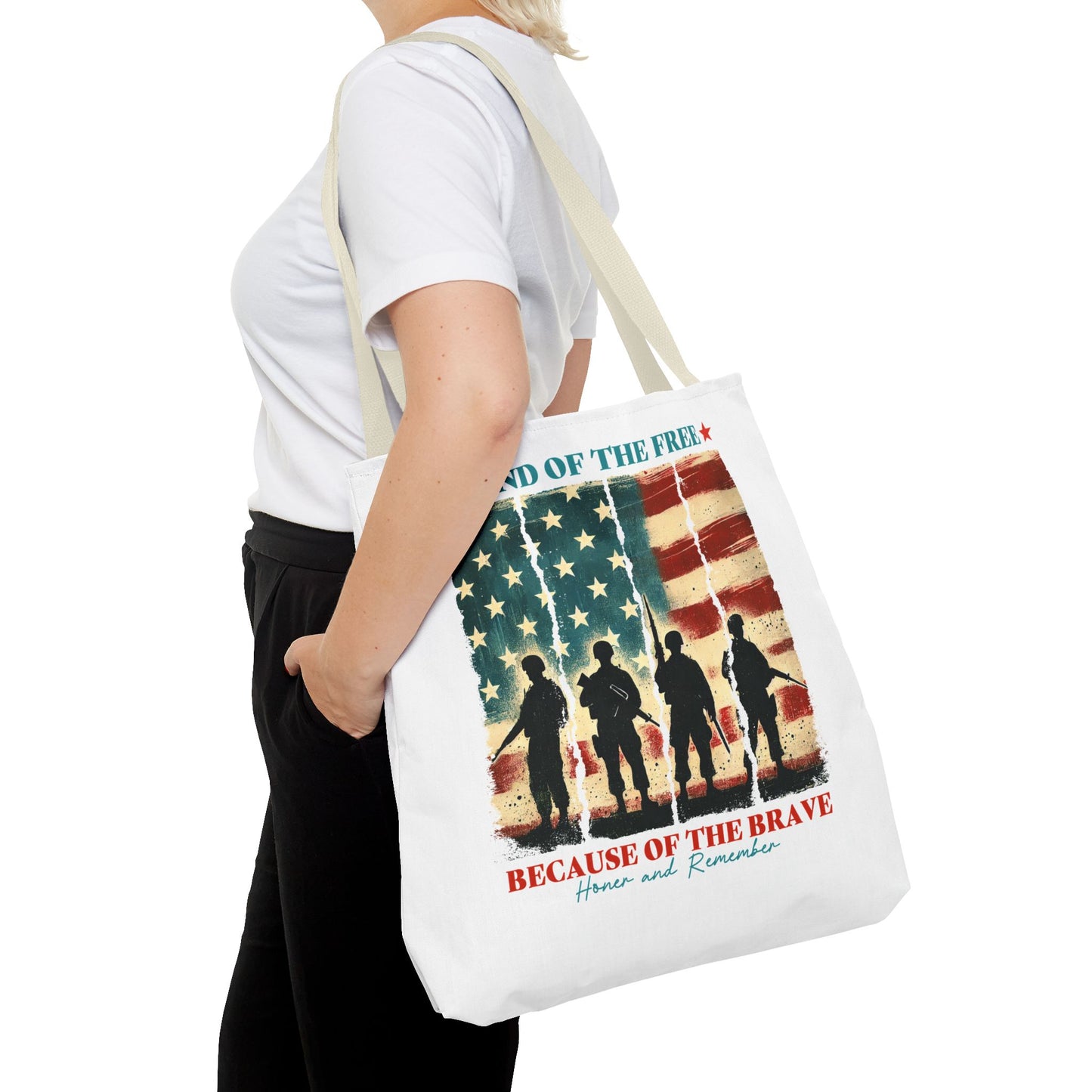 Patriotic Tote Bag - Land of the Free, Because of the Brave