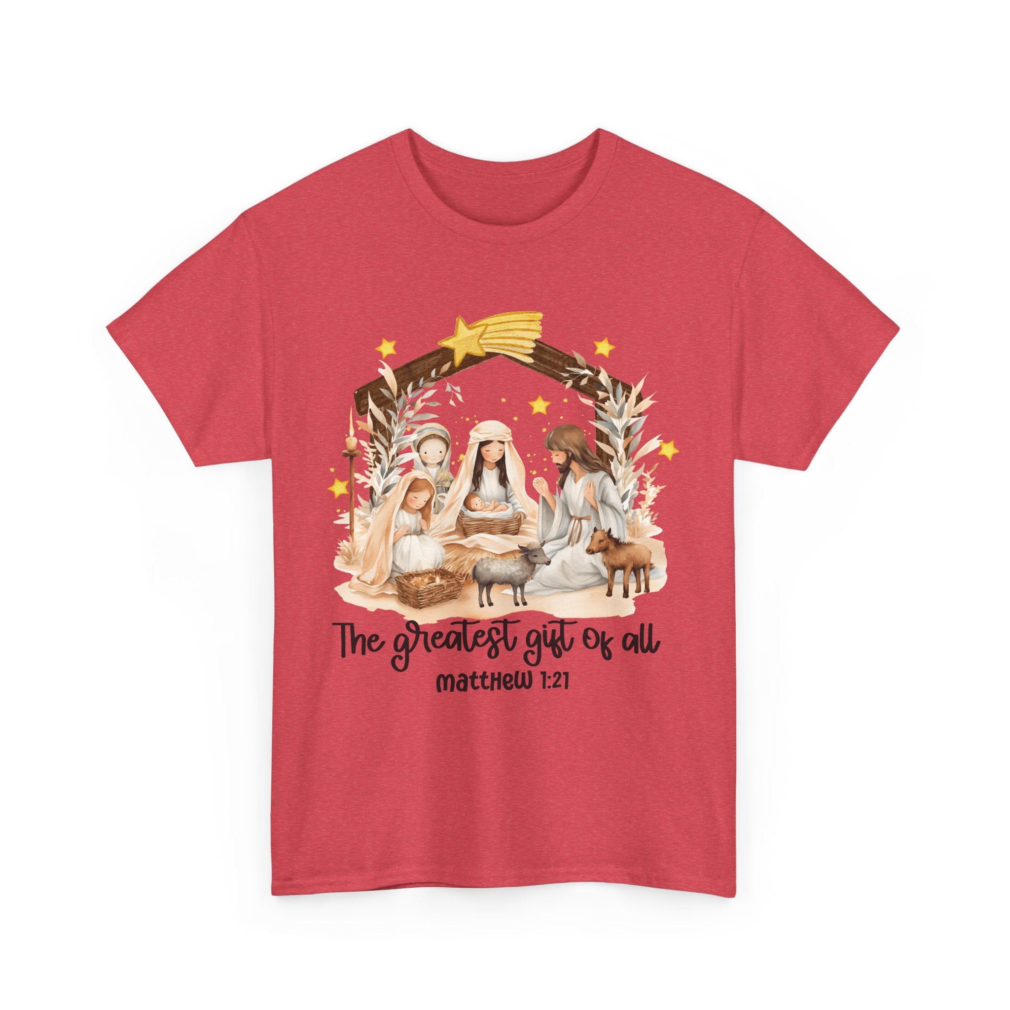 The Greatest Gift of All Heavy Cotton Tee - Christmas Nativity Design
