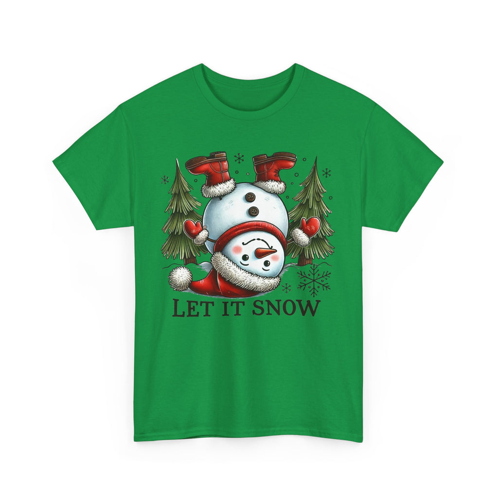 Let It Snow Heavy Cotton Tee - Festive Winter Apparel