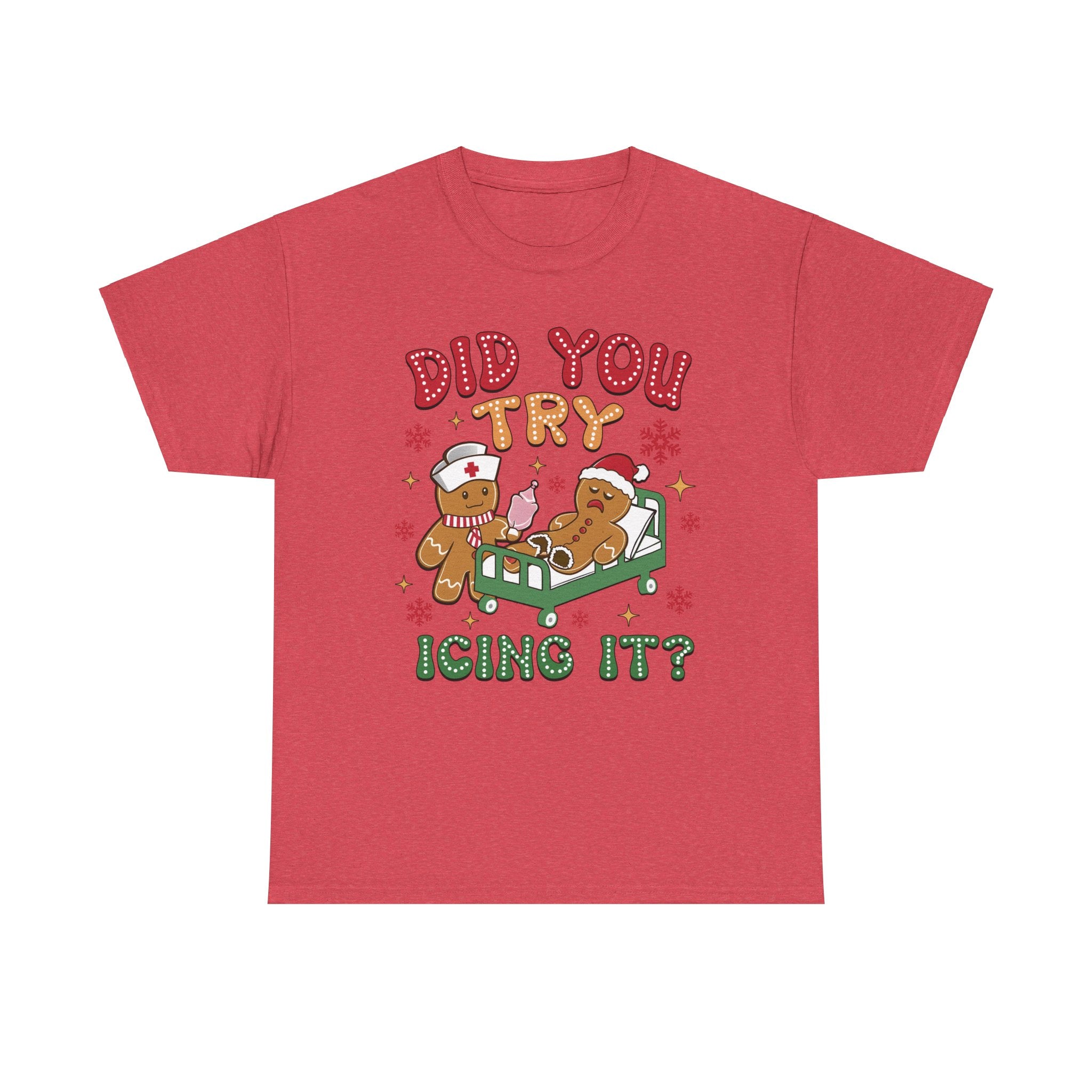 Playful Holiday Heavy Cotton Tee - 'Did You Try Icing It?'