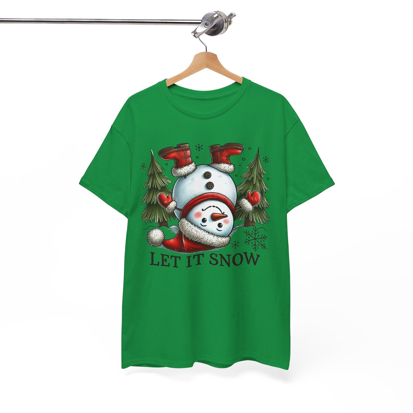 Let It Snow Heavy Cotton Tee - Festive Winter Apparel