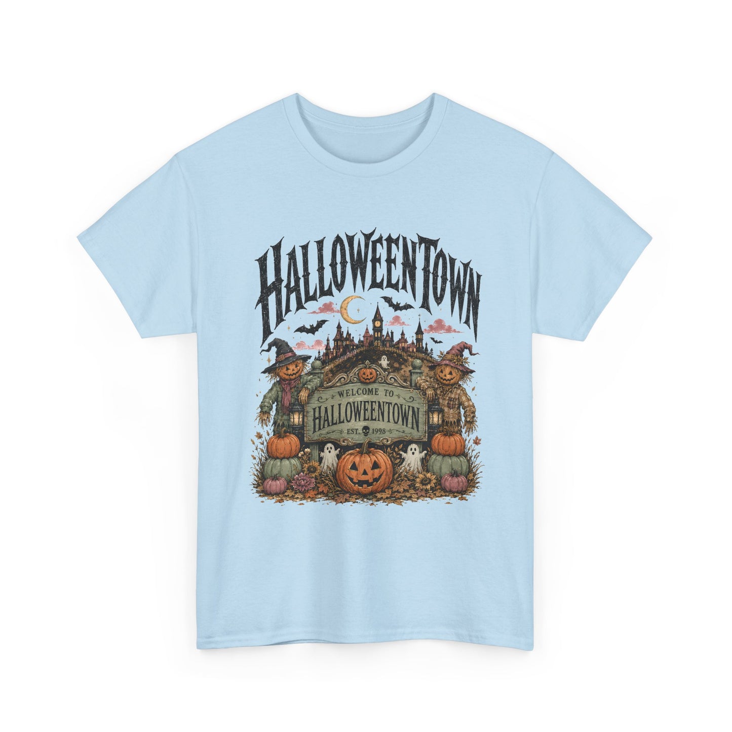 Vintage Halloween Pumpkin & Haunted Village T-Shirt