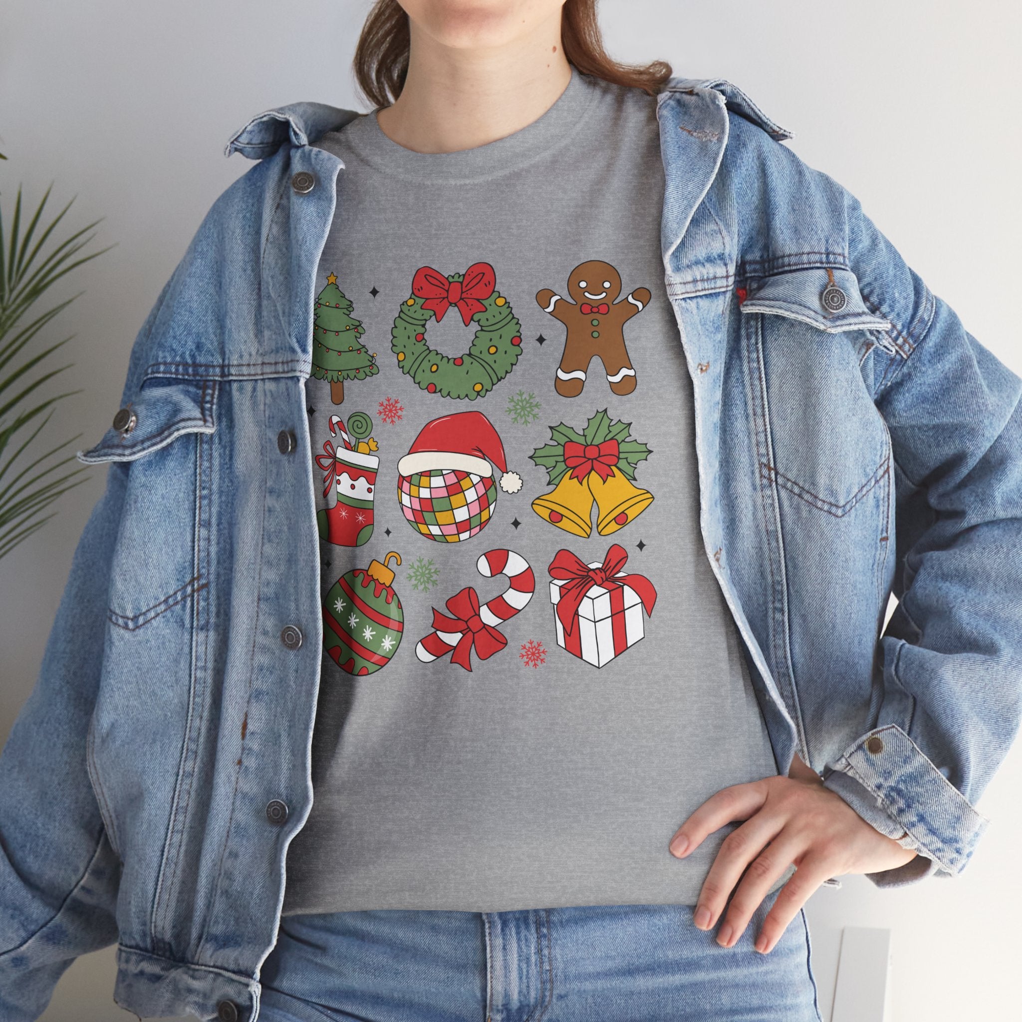 Festive Holiday Heavy Cotton Tee - Christmas Cheer Design