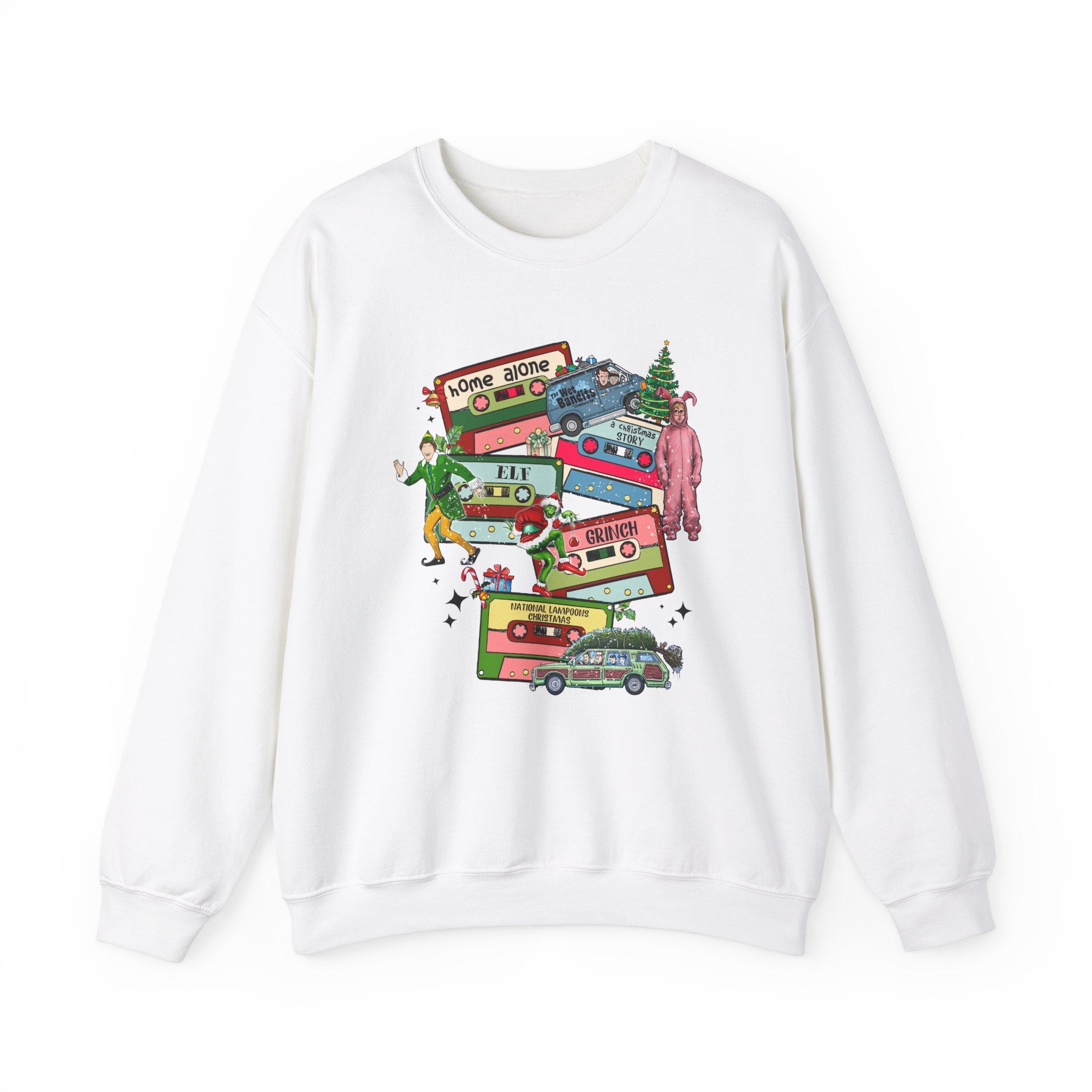 Retro Holiday Movie Crewneck Sweatshirt – Cozy & Festive Design