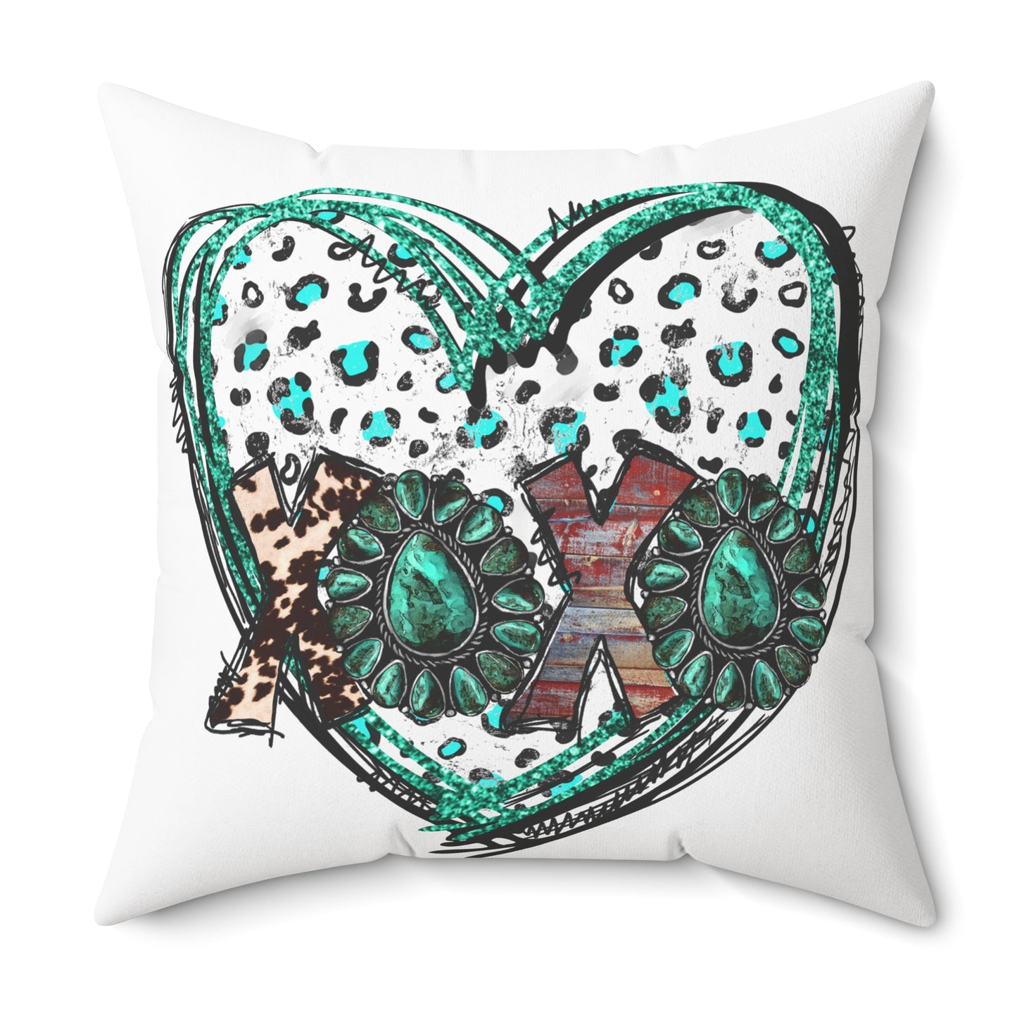 Teal Leopard XOXO Heart