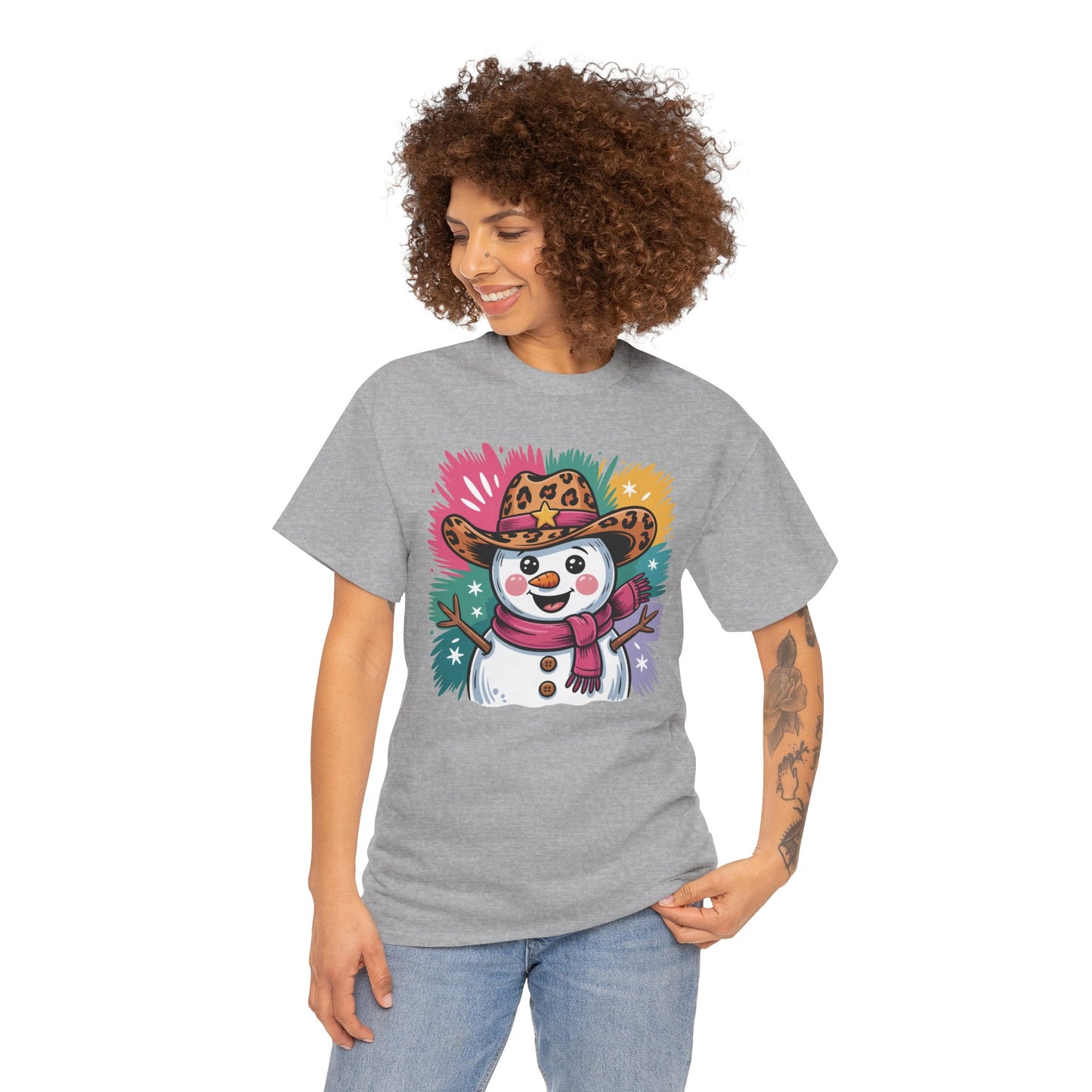 Cute Western Snowman Holiday Tee