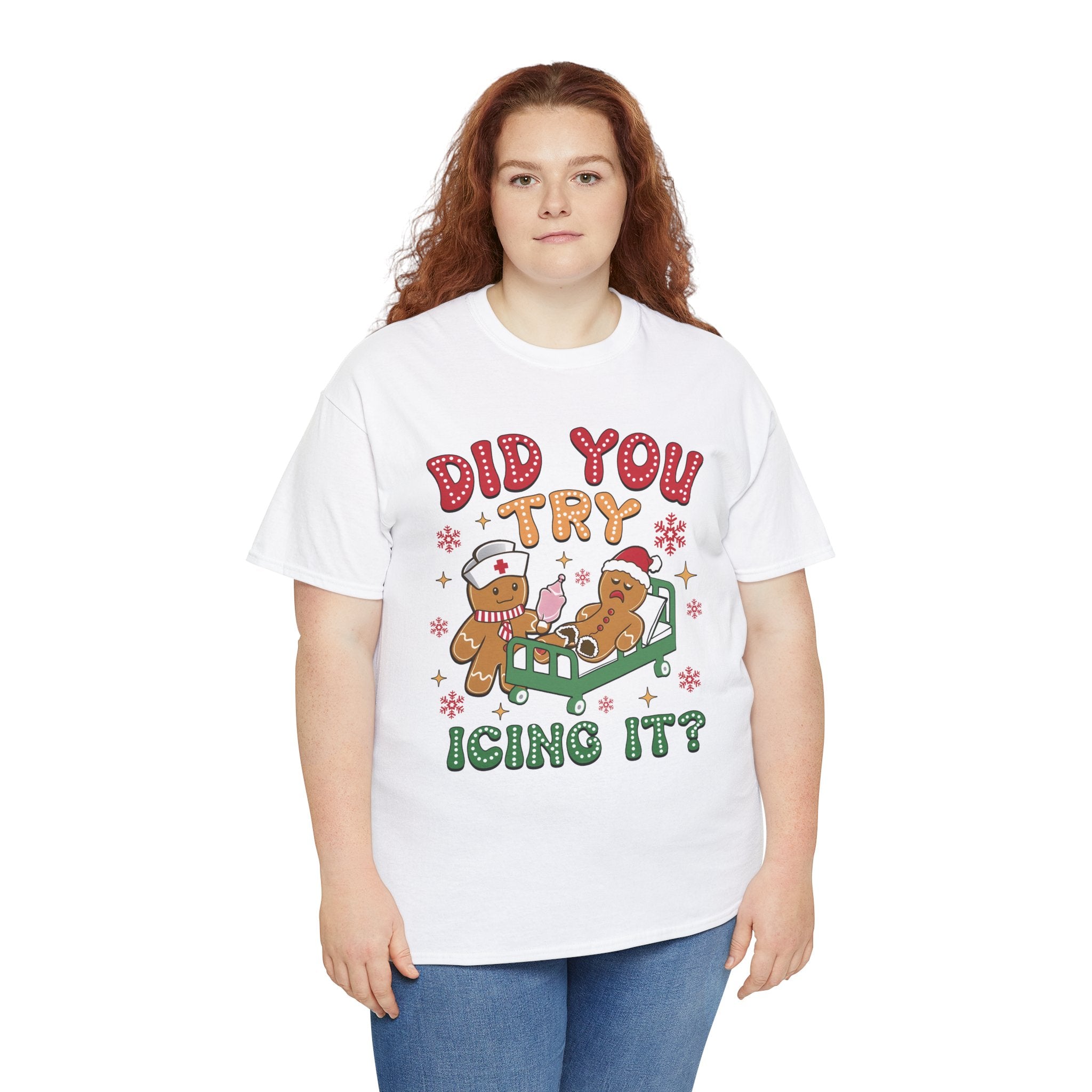 Playful Holiday Heavy Cotton Tee - 'Did You Try Icing It?'