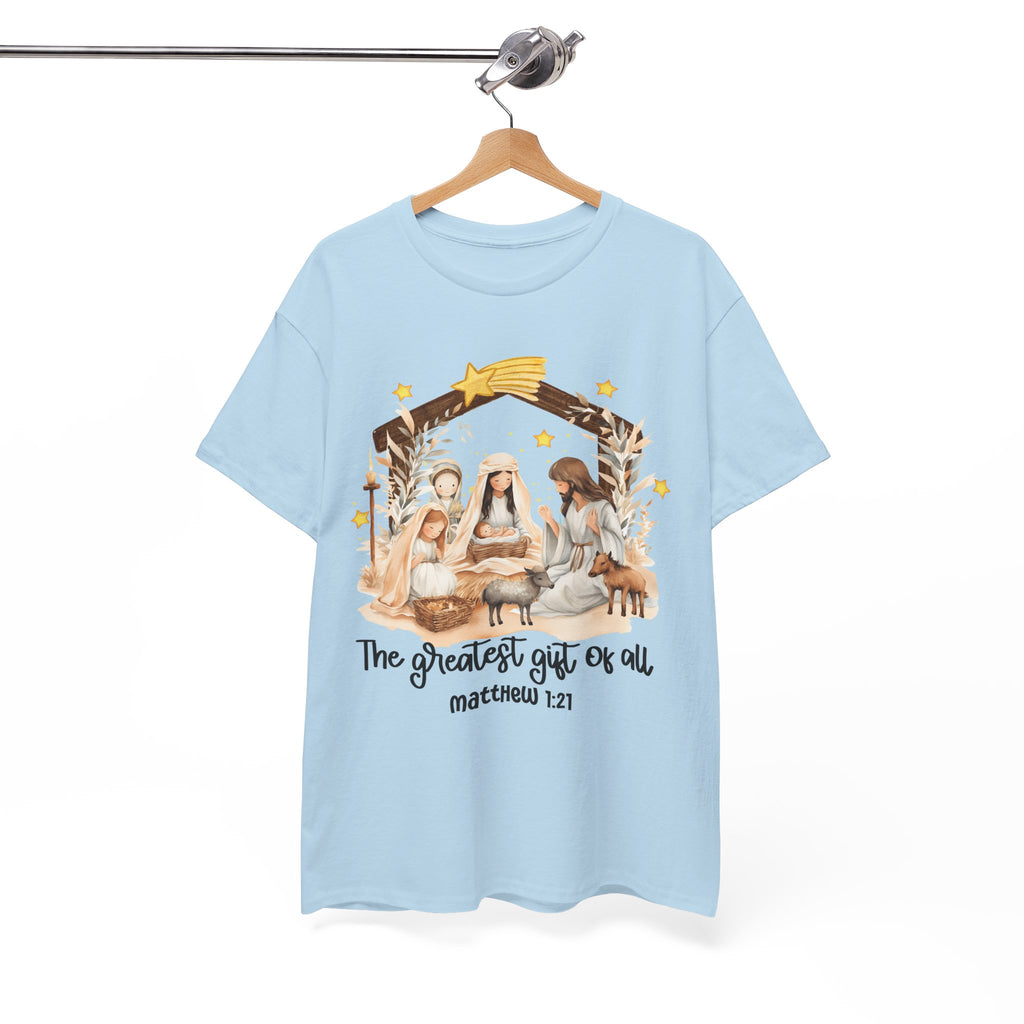 The Greatest Gift of All Heavy Cotton Tee - Christmas Nativity Design