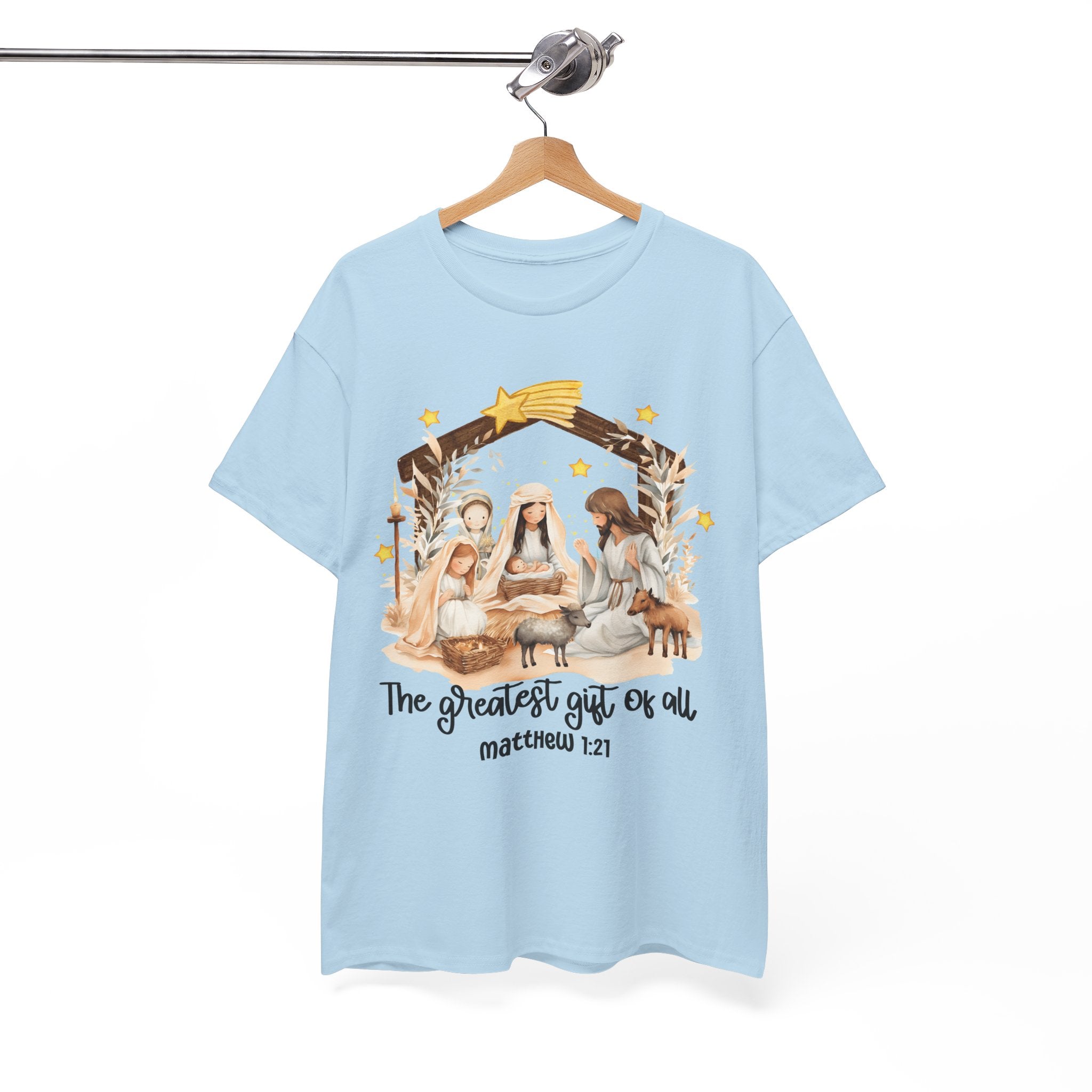 The Greatest Gift of All Heavy Cotton Tee - Christmas Nativity Design