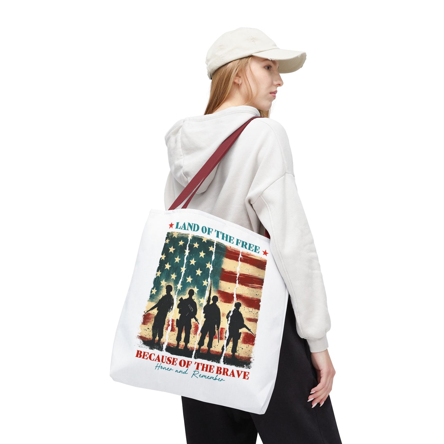 Patriotic Tote Bag - Land of the Free, Because of the Brave