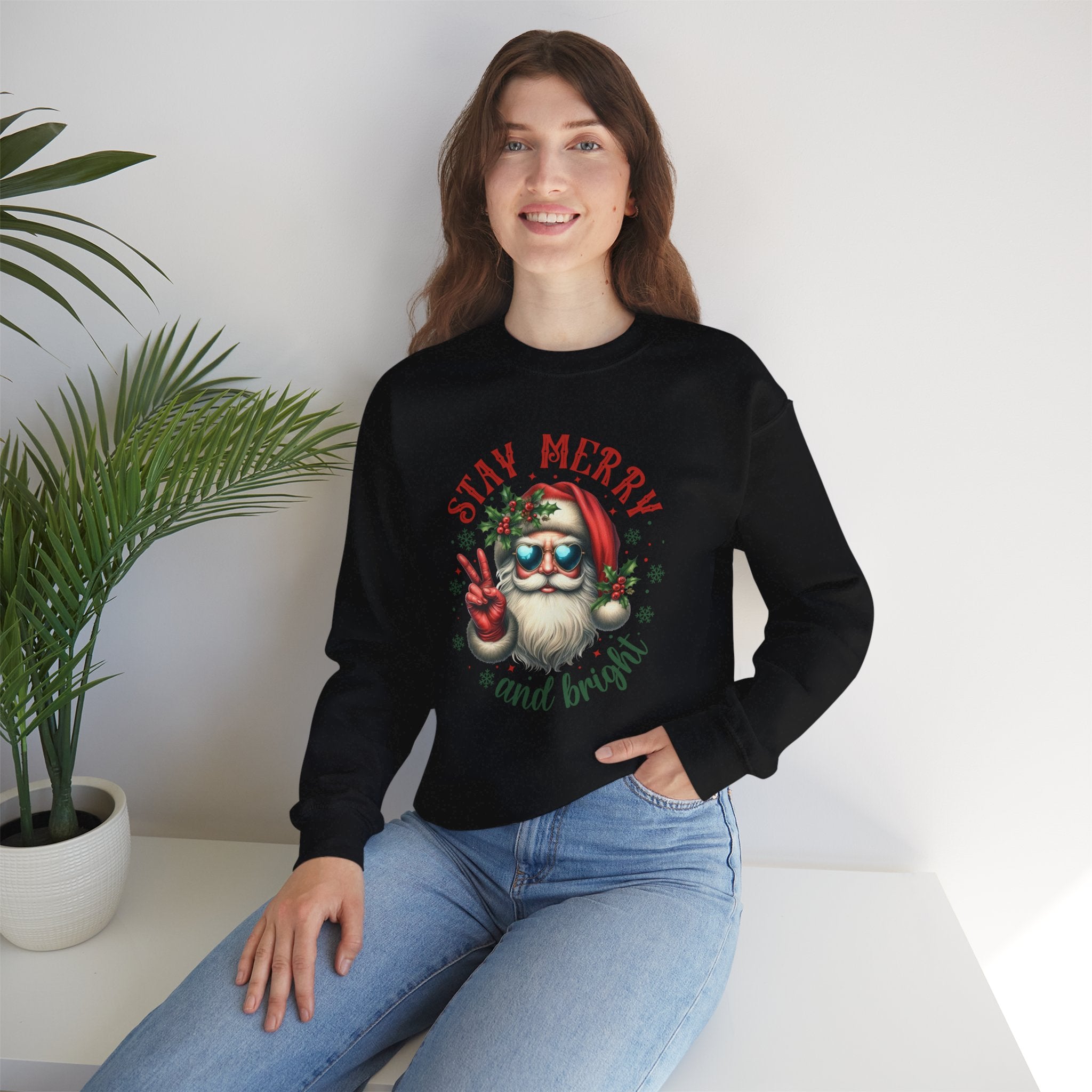 Stay Merry and Bright Crewneck Sweatshirt - Festive Holiday Apparel