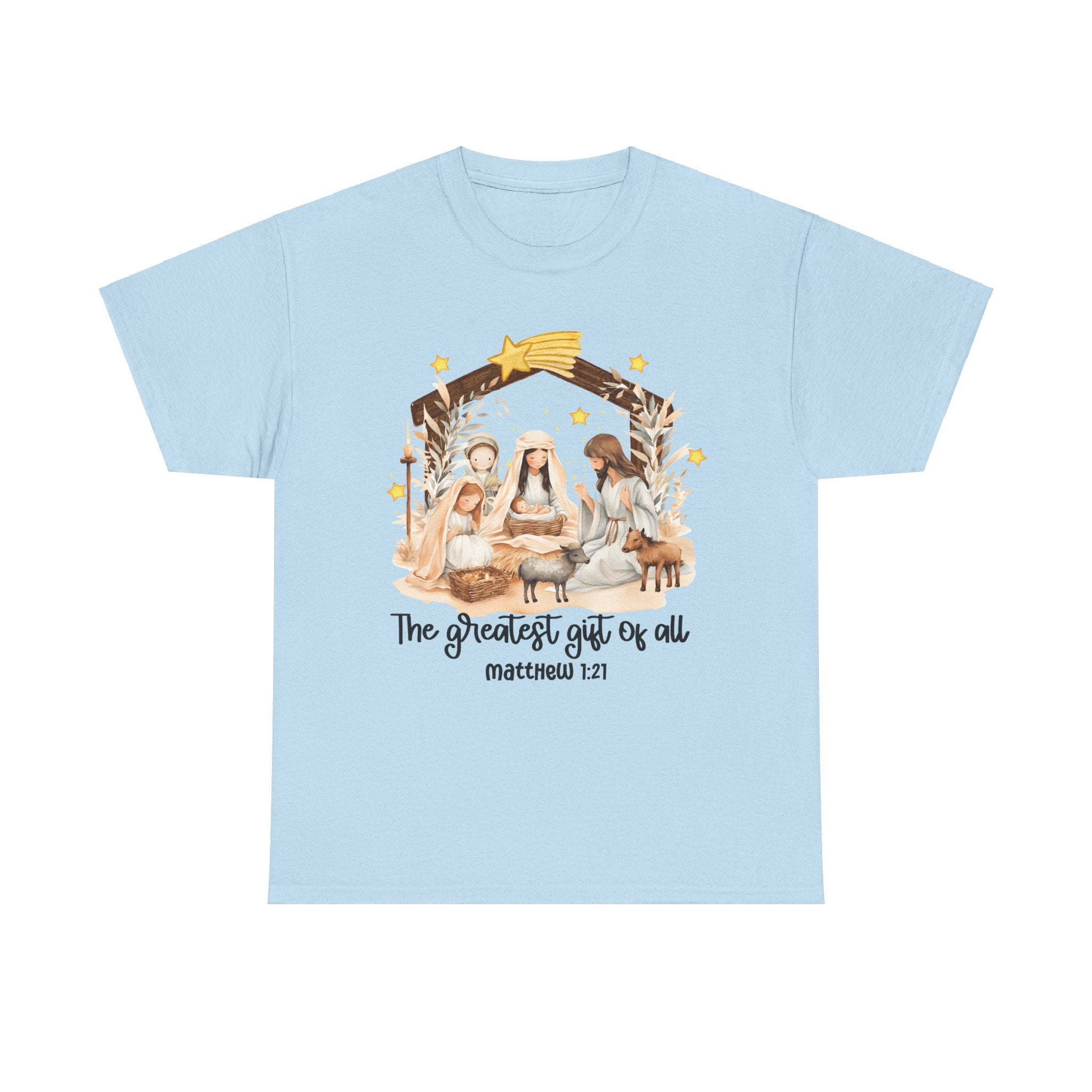 The Greatest Gift of All Heavy Cotton Tee - Christmas Nativity Design