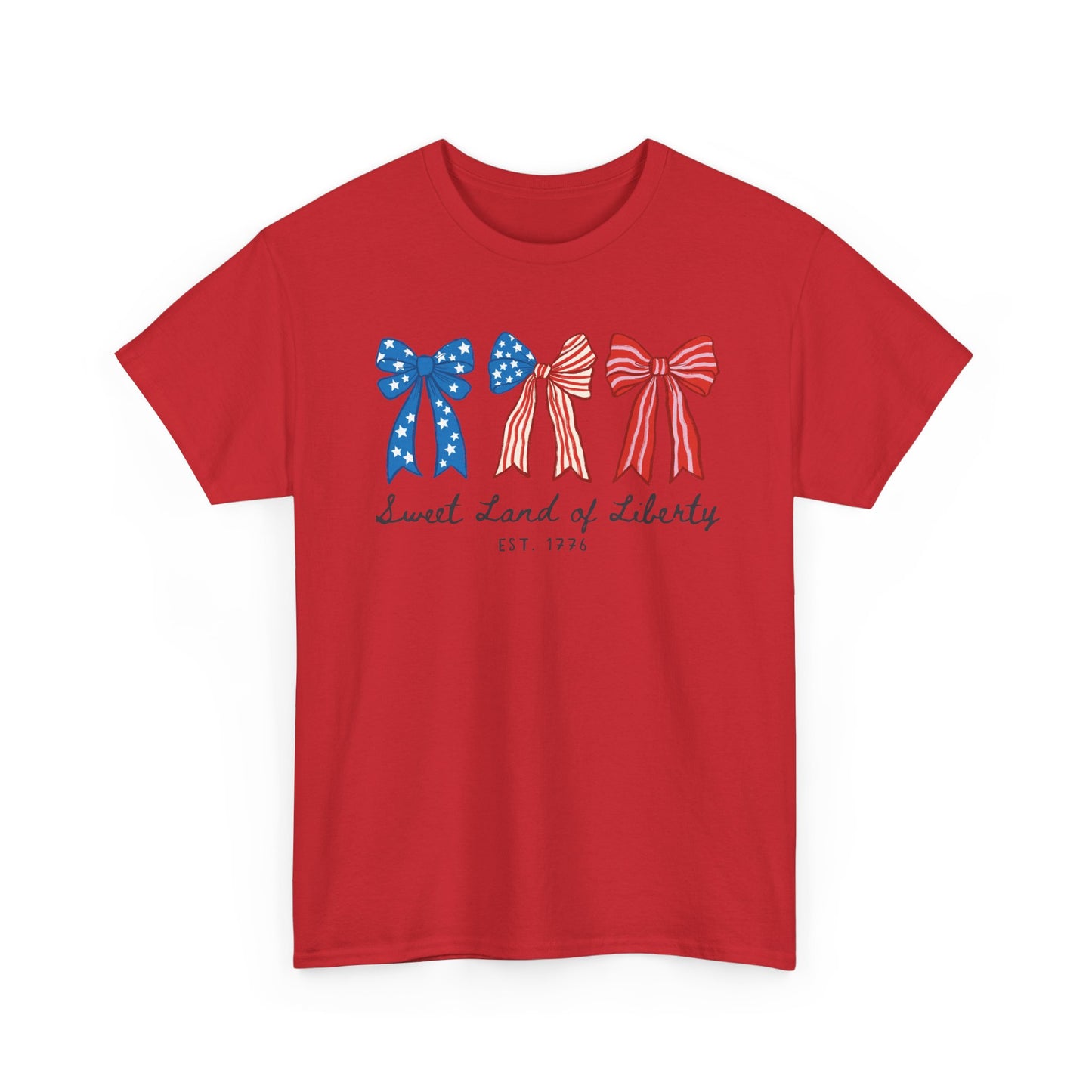 Patriotic Bows Tee — "Sweet Land of Liberty" 4th of July Shirt