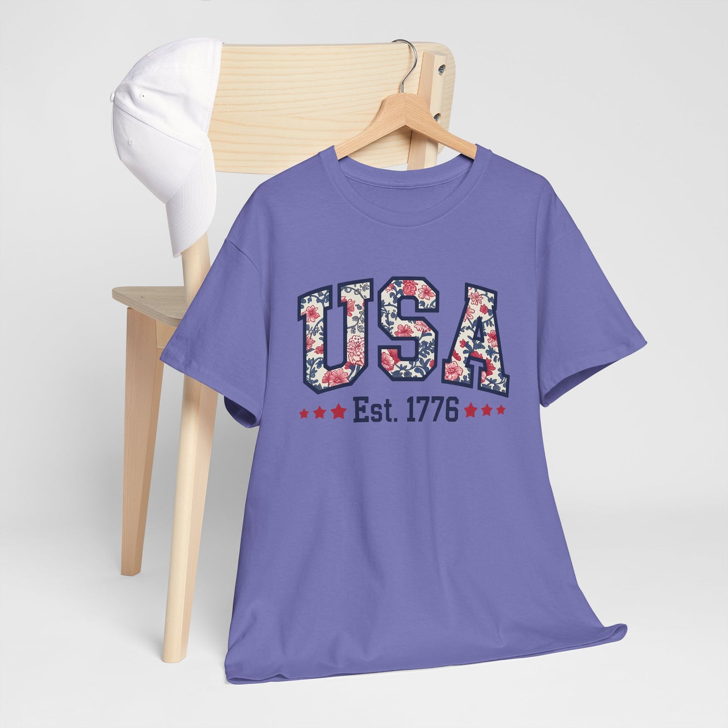 Patriotic USA Floral- Tee